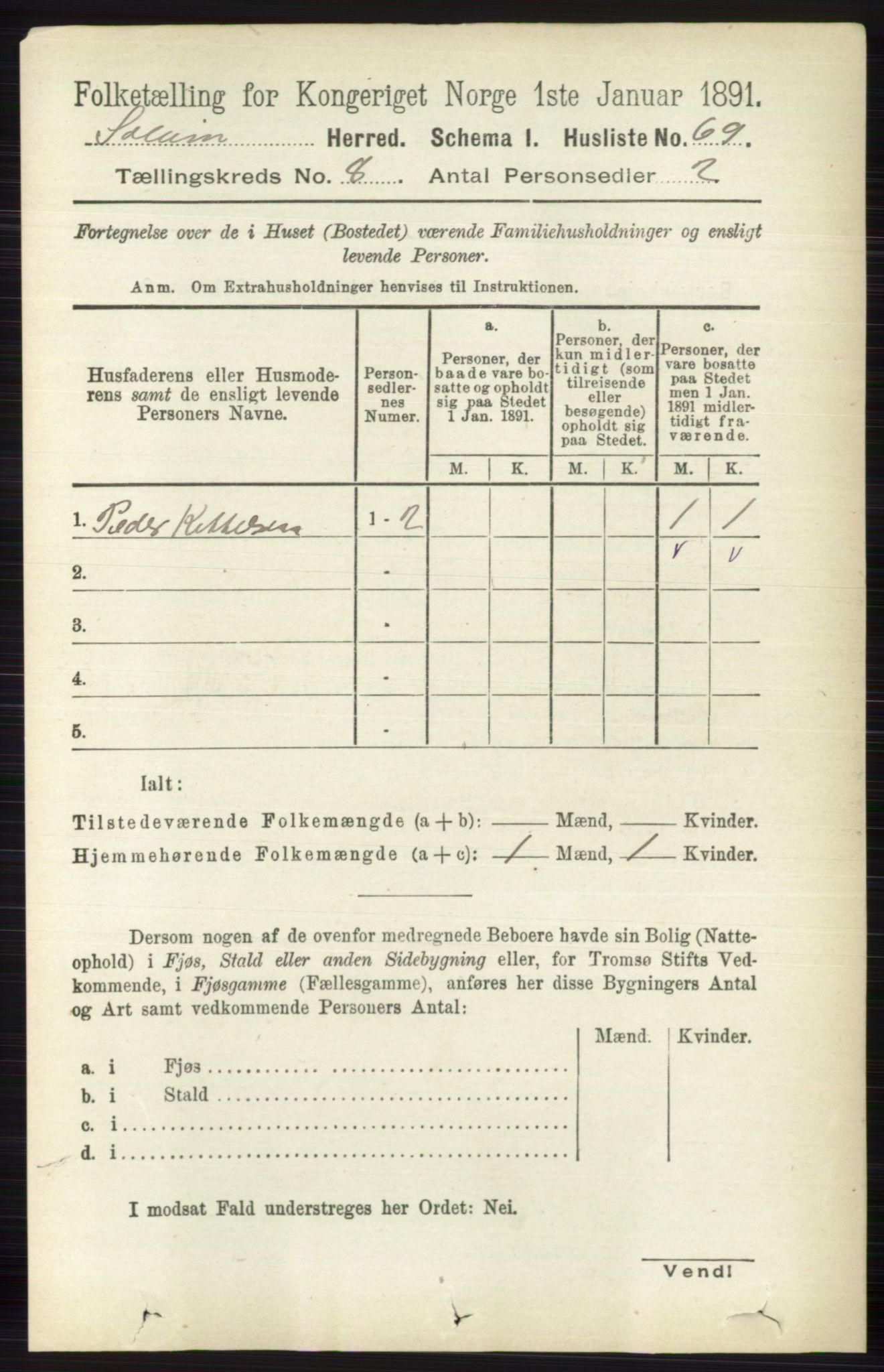 RA, 1891 census for 0818 Solum, 1891, p. 4096