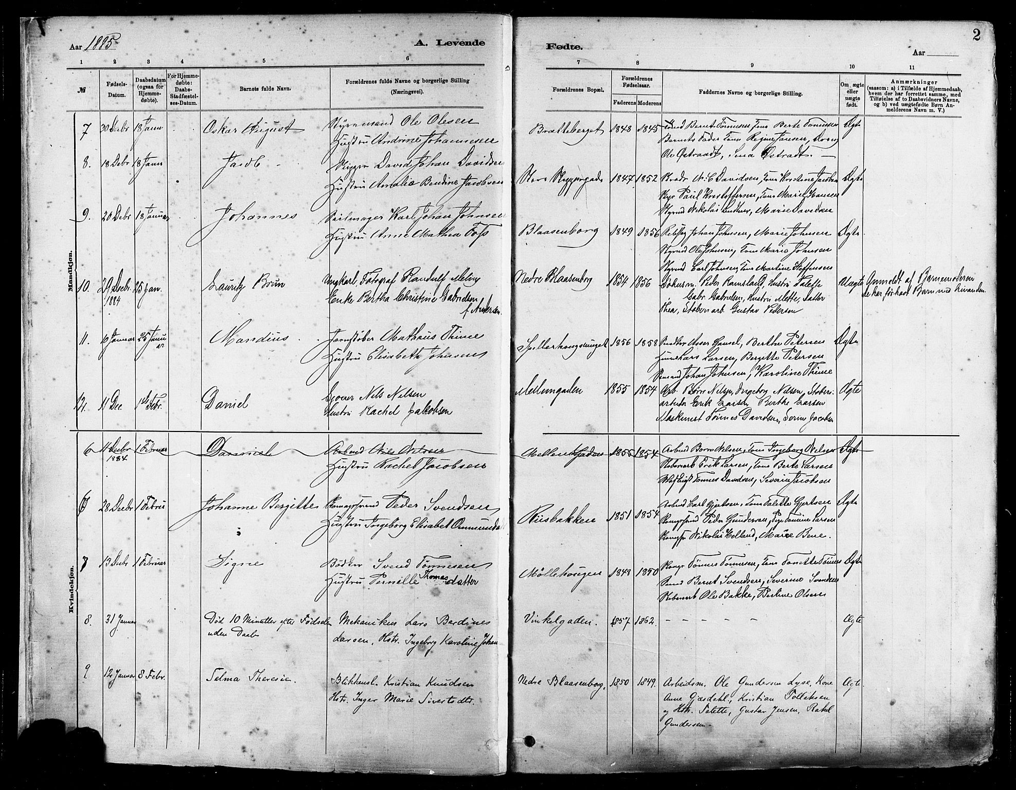 St. Johannes sokneprestkontor, AV/SAST-A-101814/001/30/30BA/L0001: Parish register (official) no. A 1, 1885-1891, p. 2