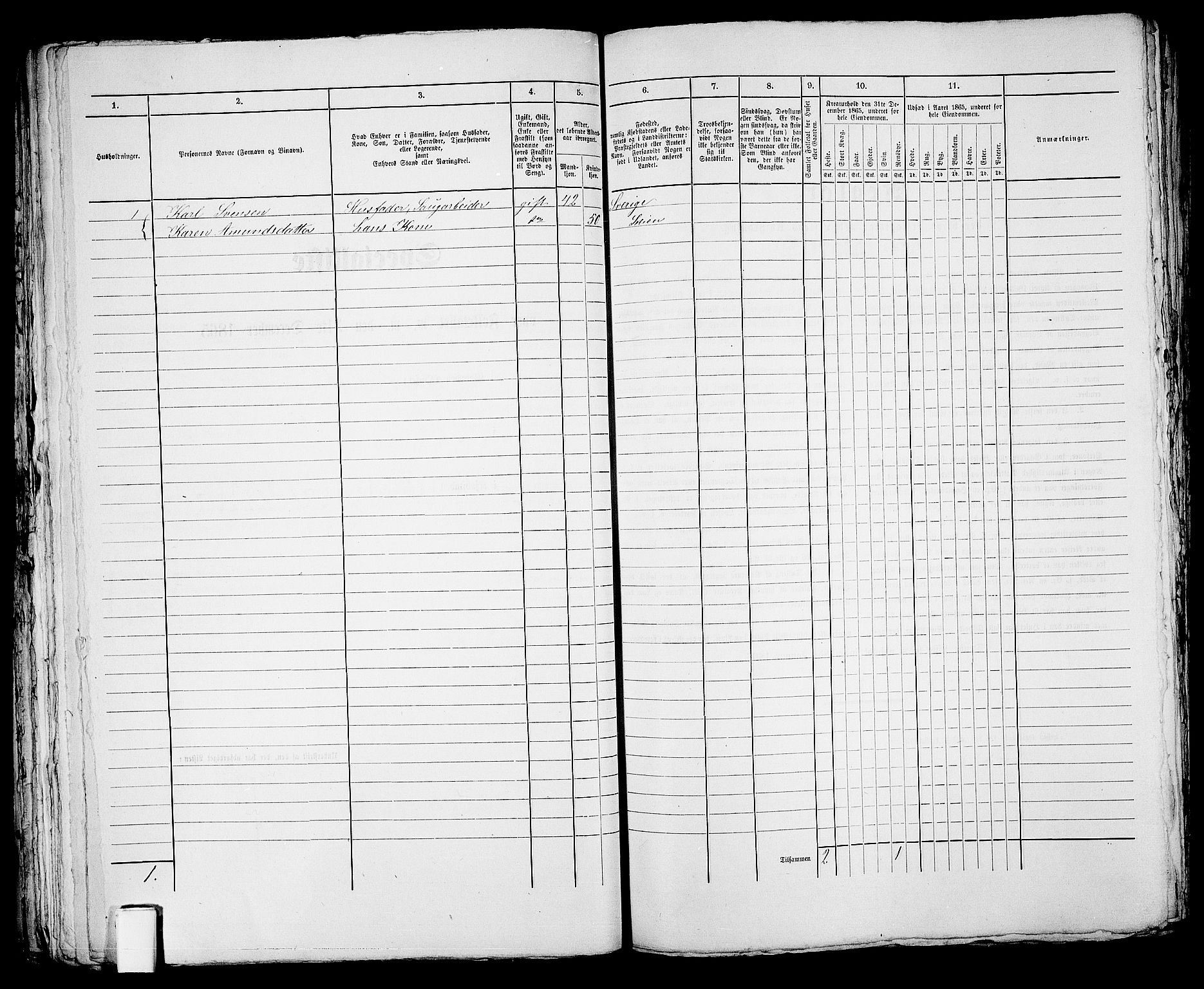 RA, 1865 census for Skien, 1865, p. 900