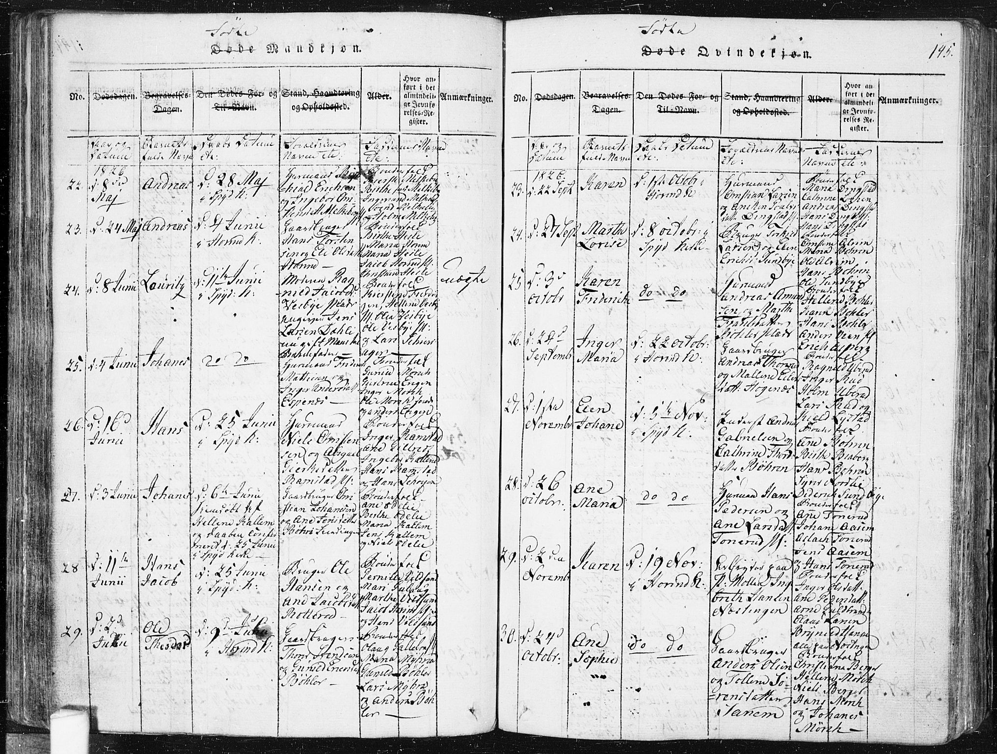 Spydeberg prestekontor Kirkebøker, AV/SAO-A-10924/F/Fa/L0004: Parish register (official) no. I 4, 1814-1841, p. 145