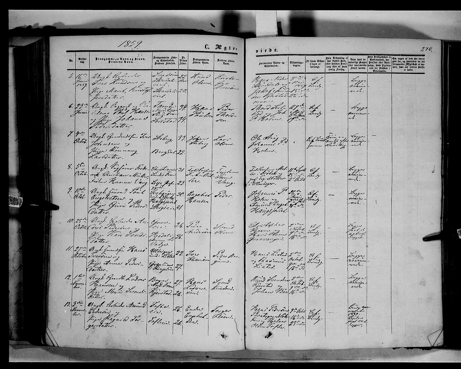 Sør-Fron prestekontor, SAH/PREST-010/H/Ha/Haa/L0001: Parish register (official) no. 1, 1849-1863, p. 270