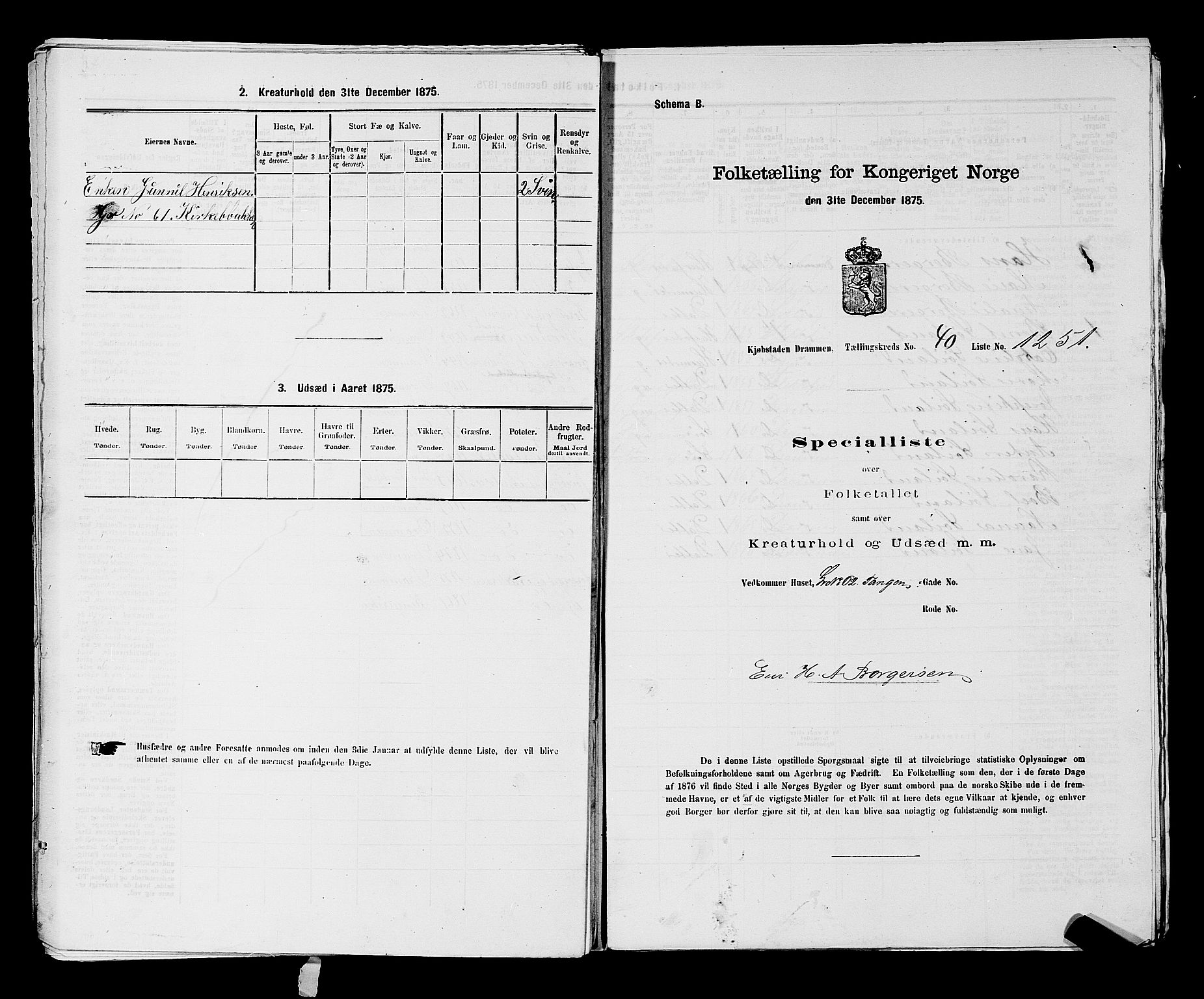 SAKO, 1875 census for 0602 Drammen, 1875, p. 3433