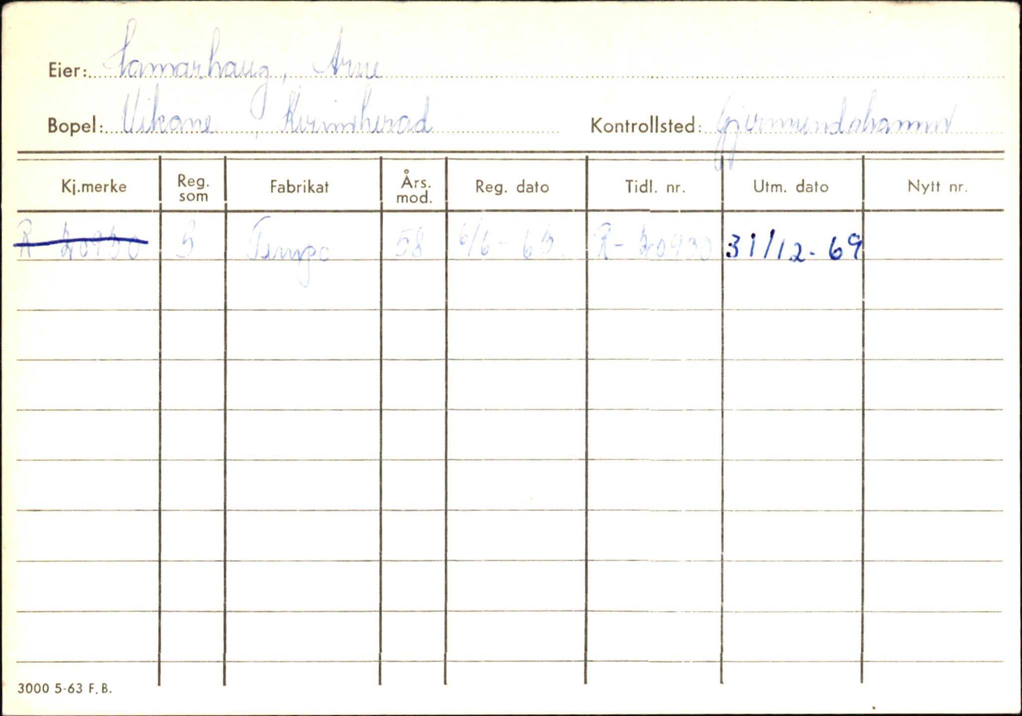 Statens vegvesen, Hordaland vegkontor, SAB/A-5201/2/Ha/L0018: R-eierkort H, 1920-1971, p. 699
