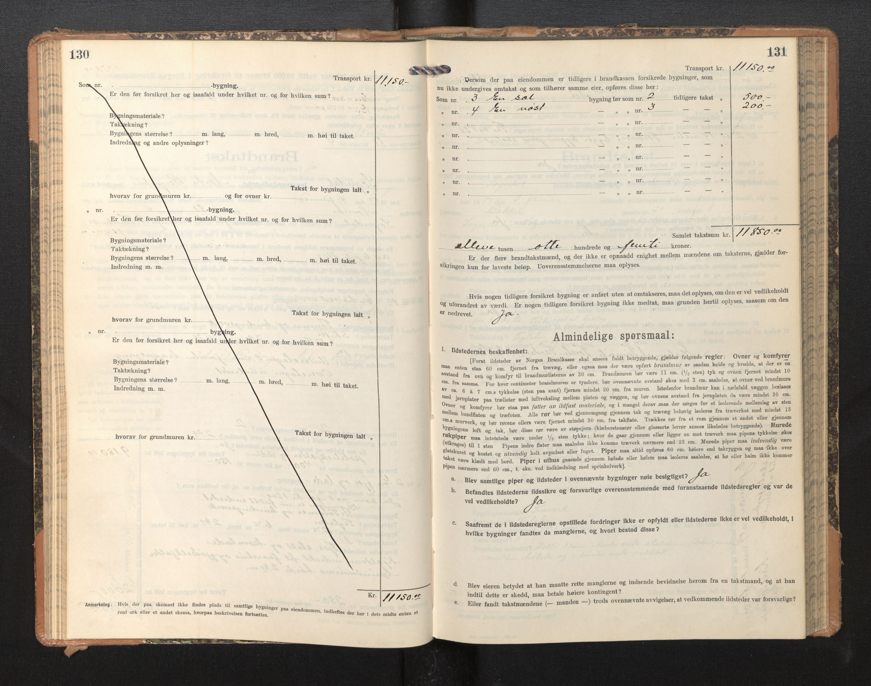 Lensmannen i Sogndal, AV/SAB-A-29901/0012/L0011: Branntakstprotokoll, skjematakst, 1914-1922, p. 130-131