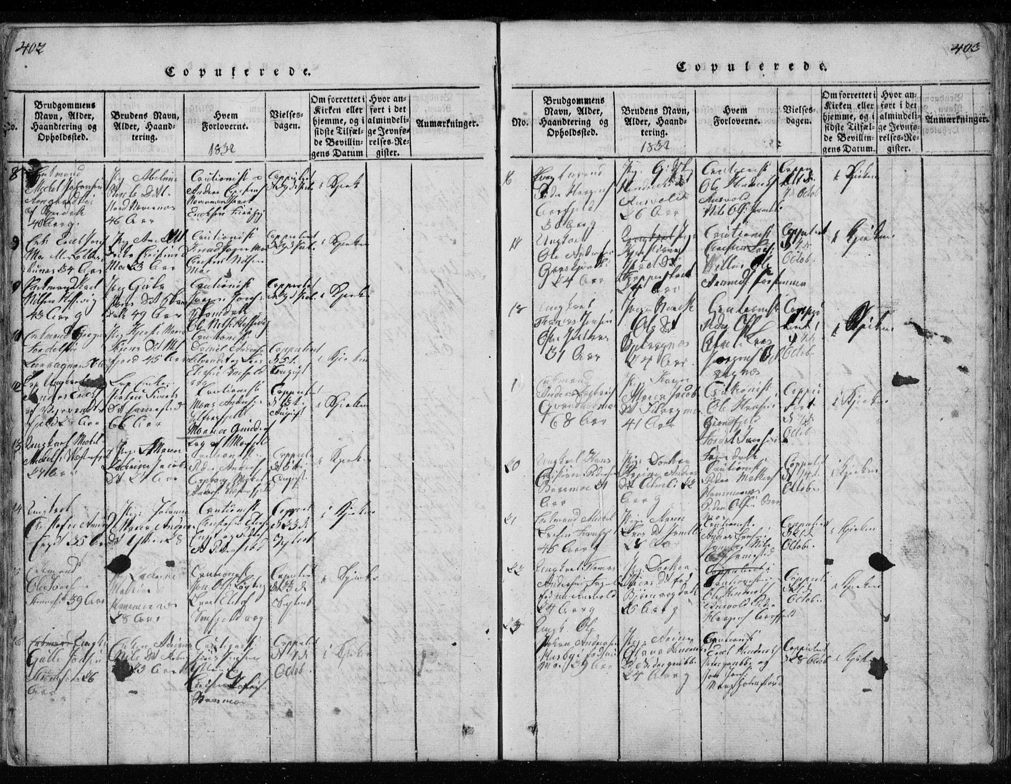 Ministerialprotokoller, klokkerbøker og fødselsregistre - Nordland, SAT/A-1459/827/L0412: Parish register (copy) no. 827C01, 1820-1841, p. 402-403