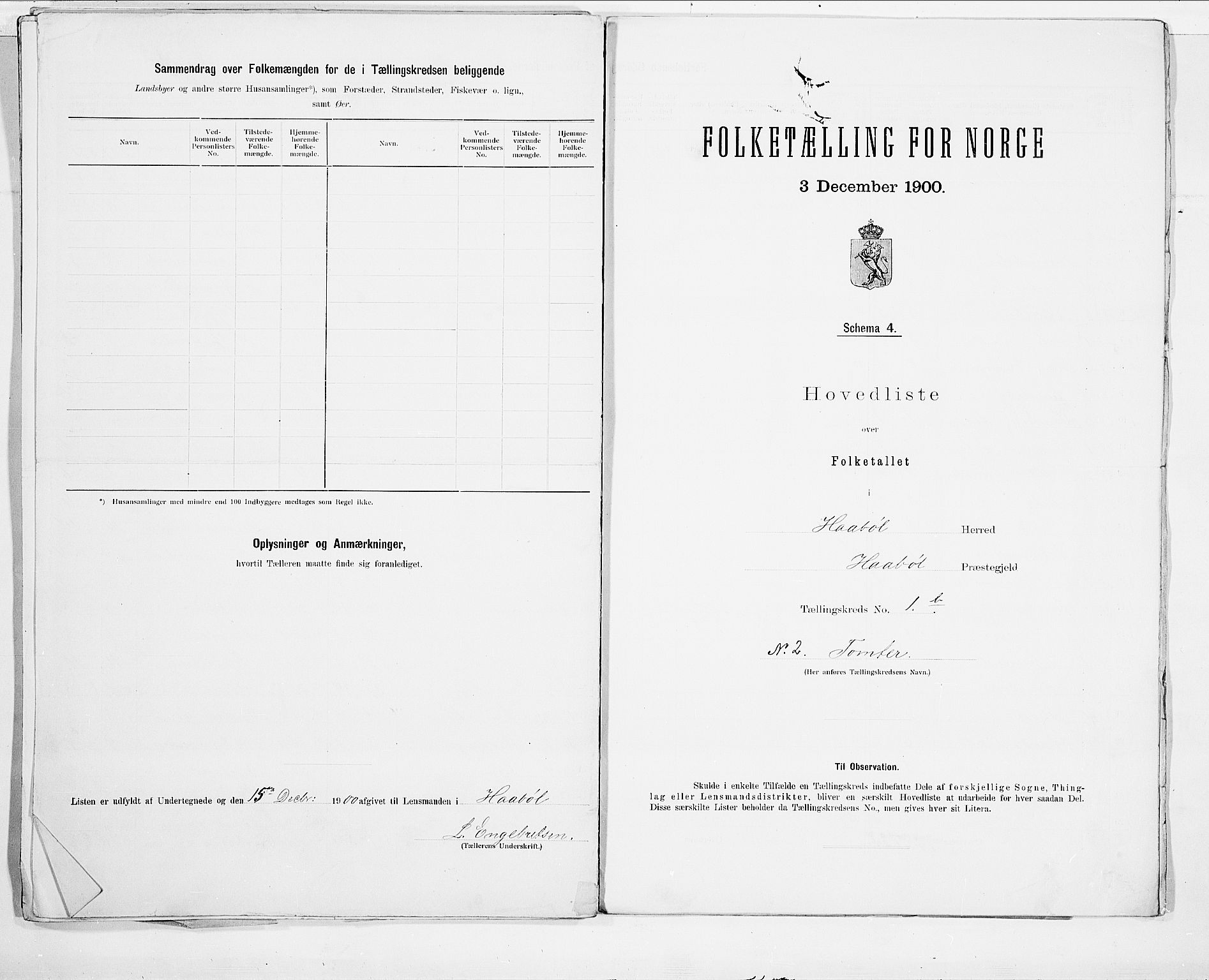 SAO, 1900 census for Hobøl, 1900, p. 6