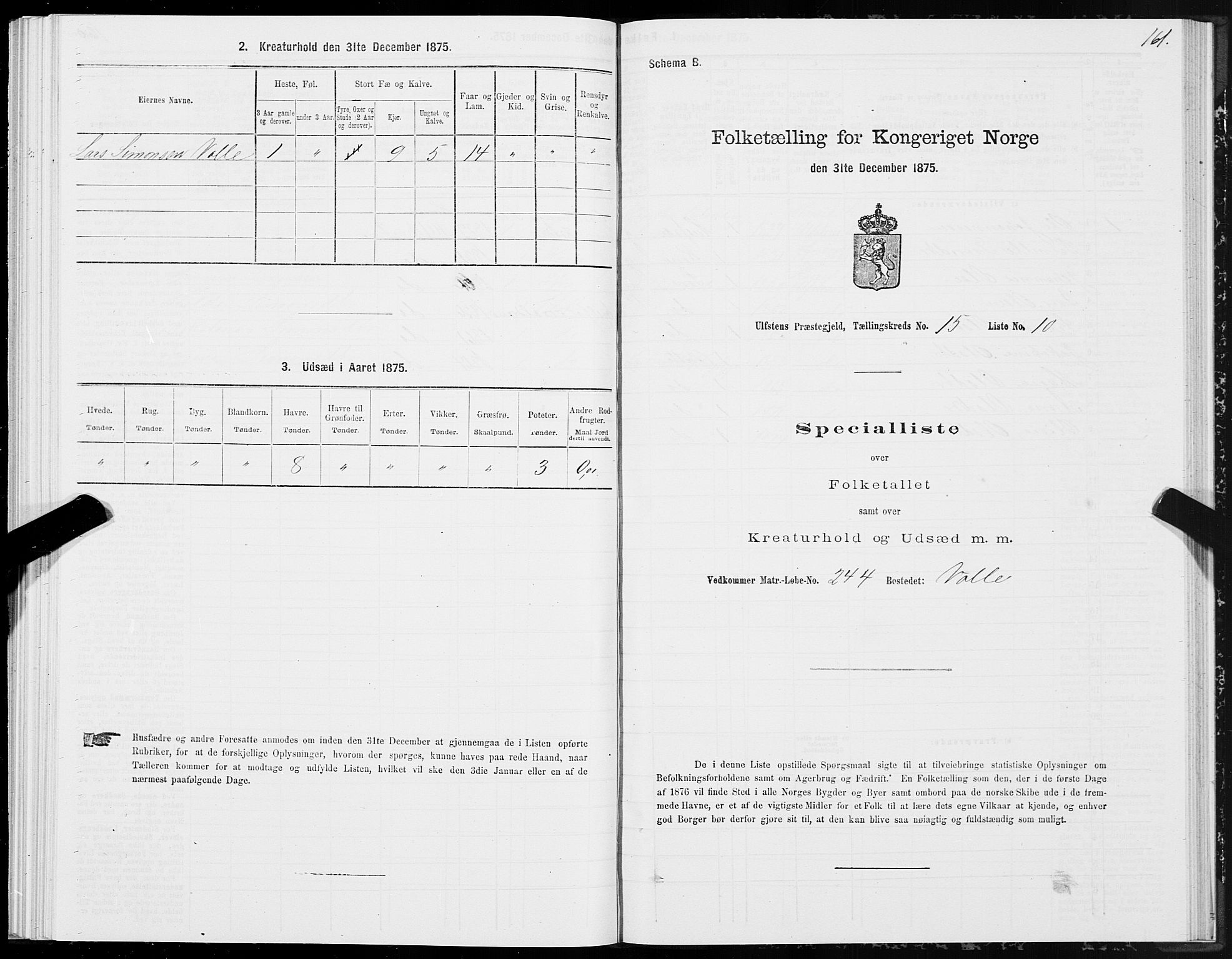 SAT, 1875 census for 1516P Ulstein, 1875, p. 5161