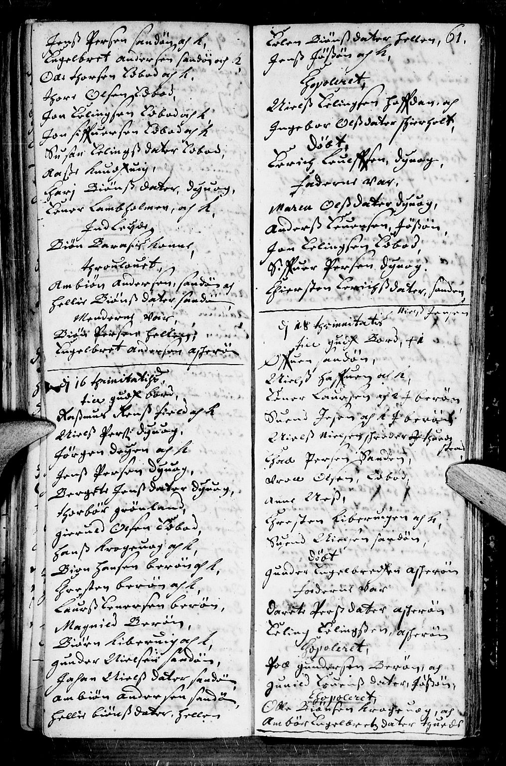 Dypvåg sokneprestkontor, AV/SAK-1111-0007/F/Fb/Fba/L0001: Parish register (copy) no. B 1, 1699-1706, p. 61