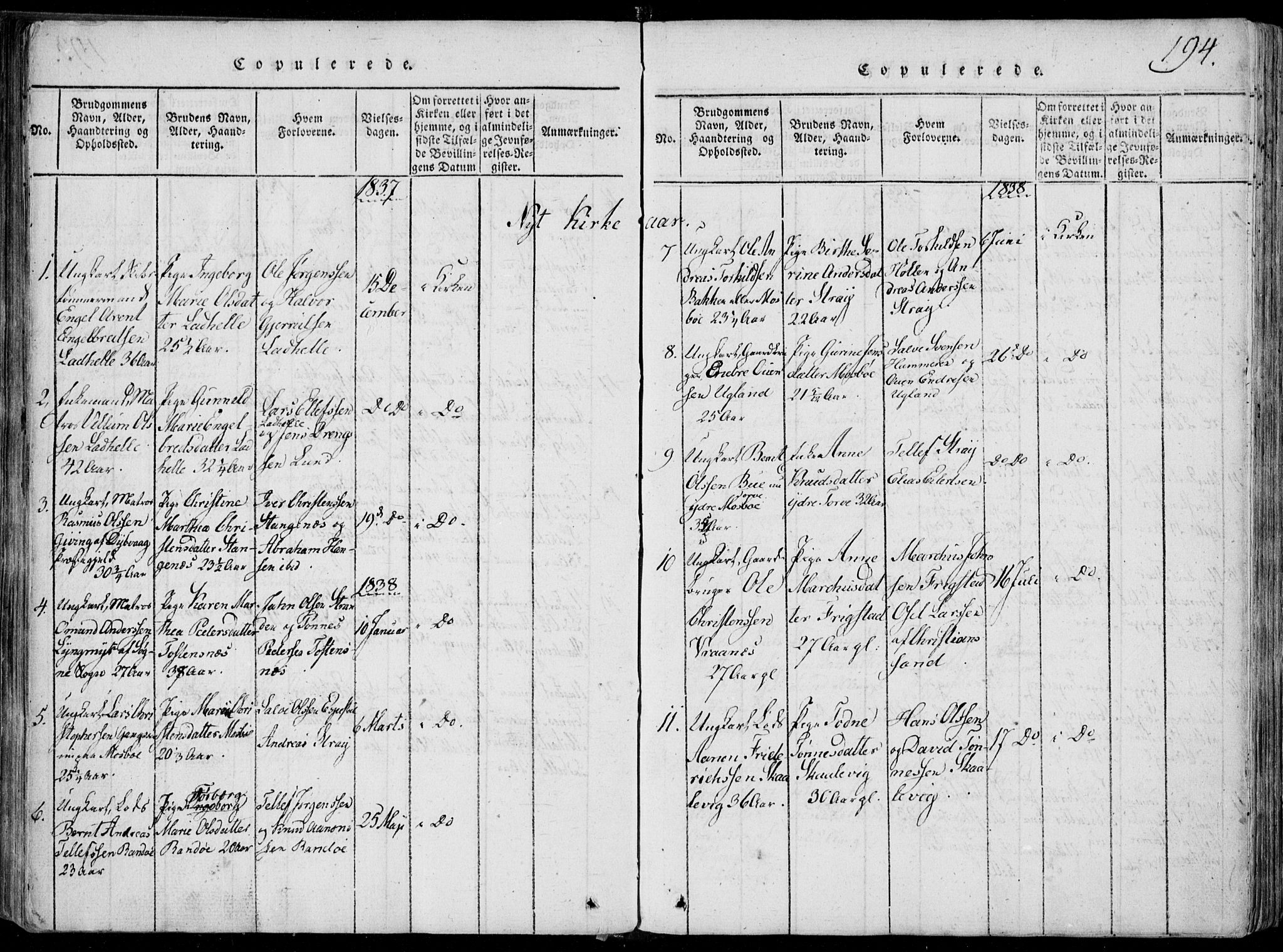 Oddernes sokneprestkontor, AV/SAK-1111-0033/F/Fa/Faa/L0005: Parish register (official) no. A 5, 1820-1838, p. 194