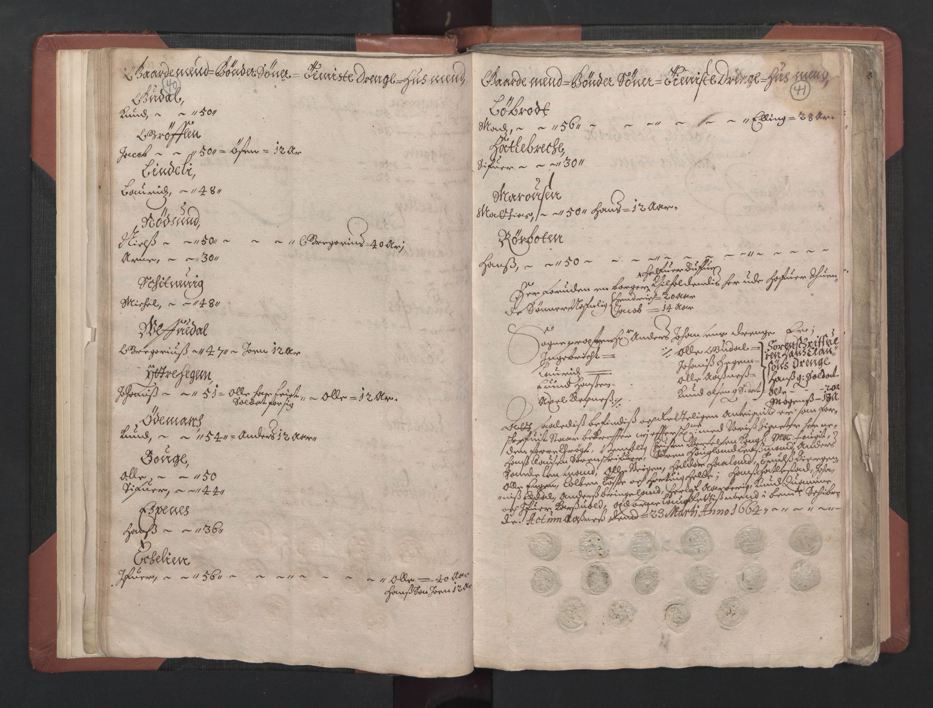 RA, Bailiff's Census 1664-1666, no. 15: Nordfjord fogderi and Sunnfjord fogderi, 1664, p. 40-41