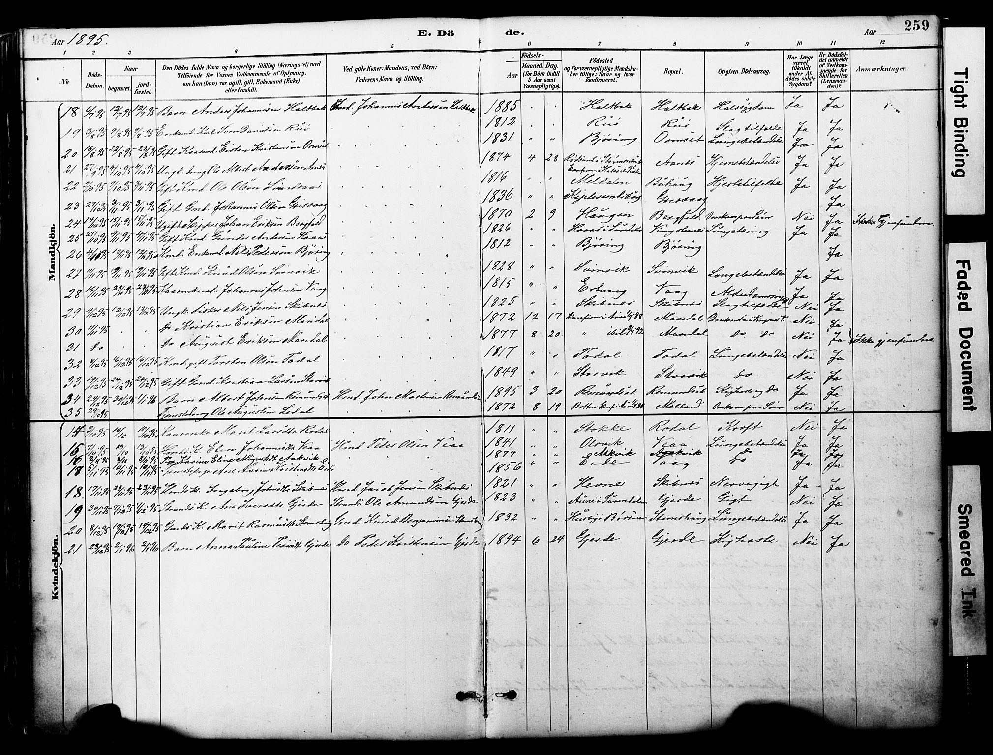 Ministerialprotokoller, klokkerbøker og fødselsregistre - Møre og Romsdal, AV/SAT-A-1454/578/L0907: Parish register (official) no. 578A06, 1887-1904, p. 259