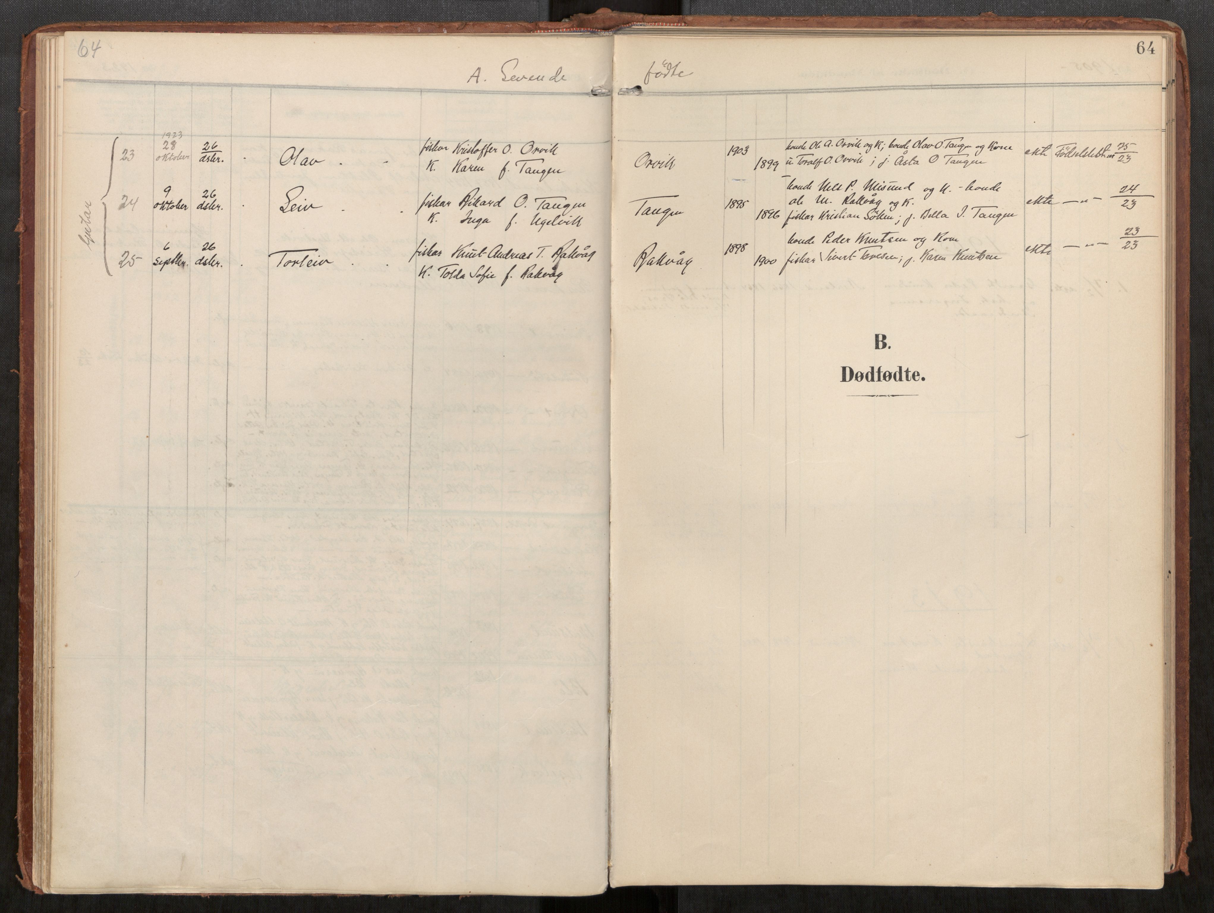 Ministerialprotokoller, klokkerbøker og fødselsregistre - Møre og Romsdal, SAT/A-1454/563/L0740: Parish register (official) no. 563A02, 1903-1923, p. 64