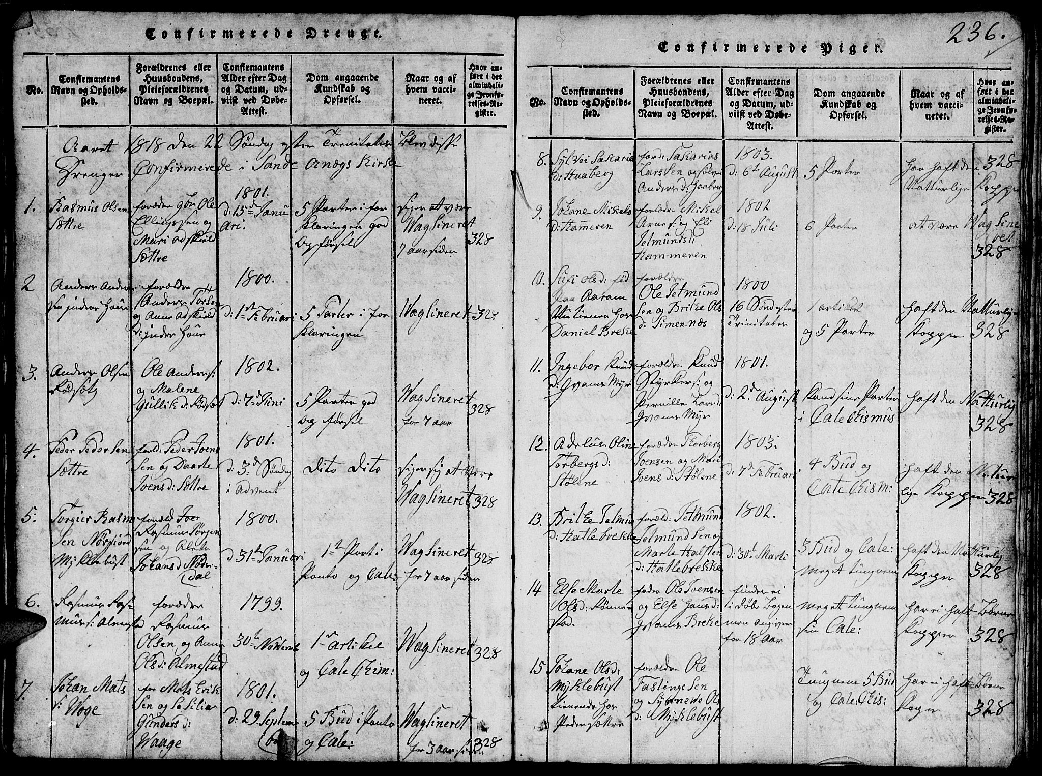 Ministerialprotokoller, klokkerbøker og fødselsregistre - Møre og Romsdal, SAT/A-1454/503/L0046: Parish register (copy) no. 503C01, 1816-1842, p. 236