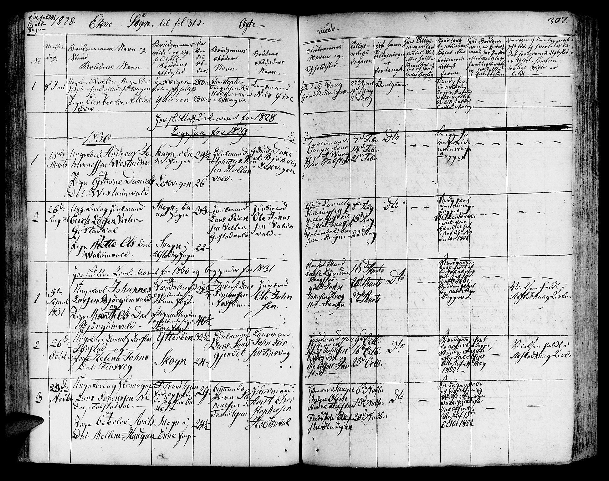 Ministerialprotokoller, klokkerbøker og fødselsregistre - Nord-Trøndelag, SAT/A-1458/717/L0152: Parish register (official) no. 717A05 /2, 1828-1836, p. 307