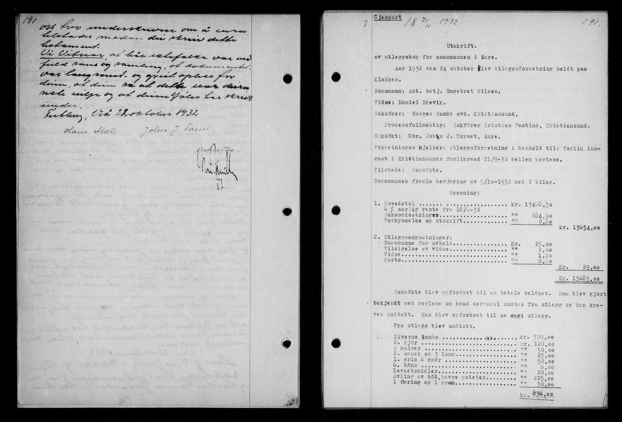 Nordmøre sorenskriveri, AV/SAT-A-4132/1/2/2Ca/L0076: Mortgage book no. 66, 1932-1933, Deed date: 07.11.1932