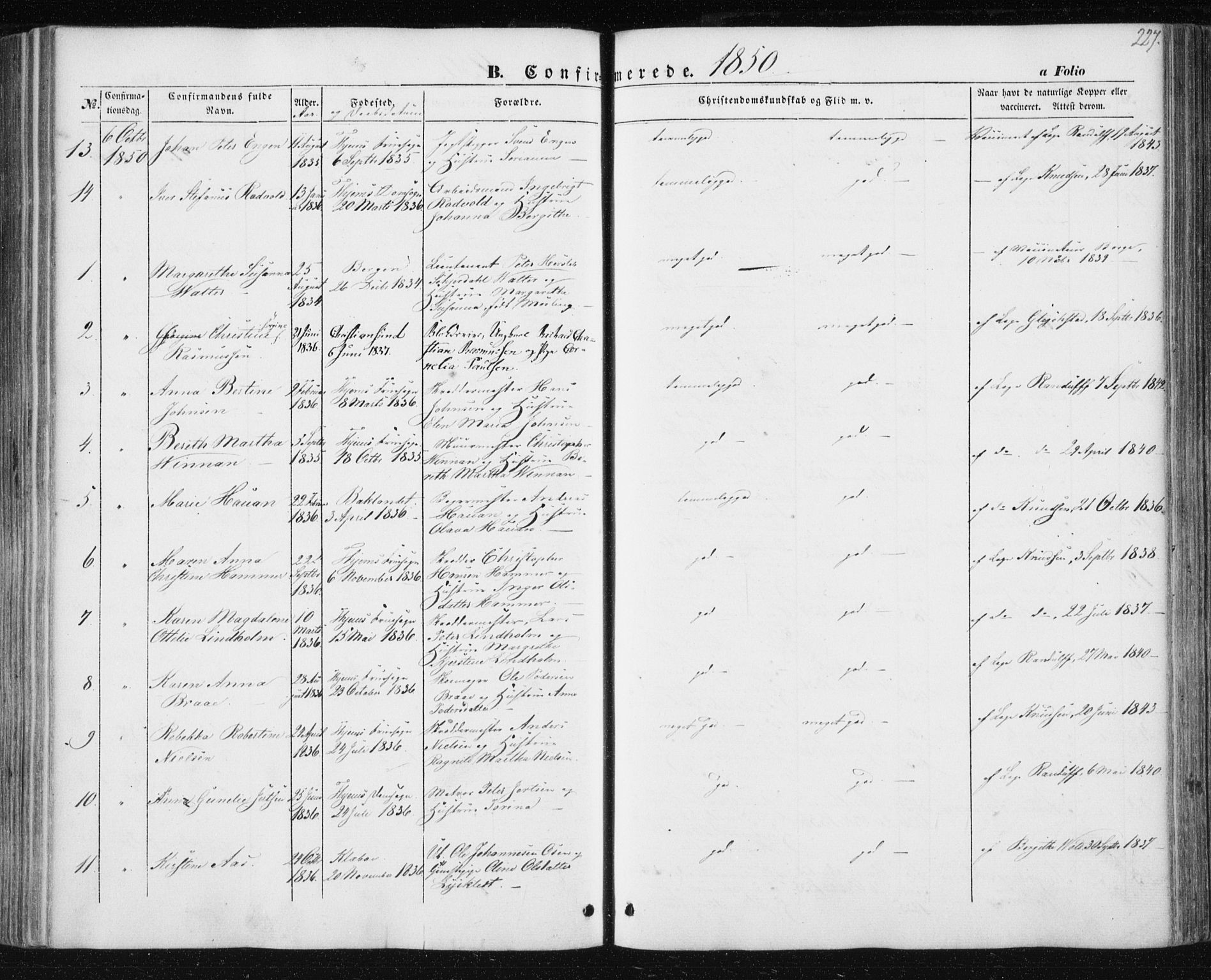 Ministerialprotokoller, klokkerbøker og fødselsregistre - Sør-Trøndelag, AV/SAT-A-1456/602/L0112: Parish register (official) no. 602A10, 1848-1859, p. 227