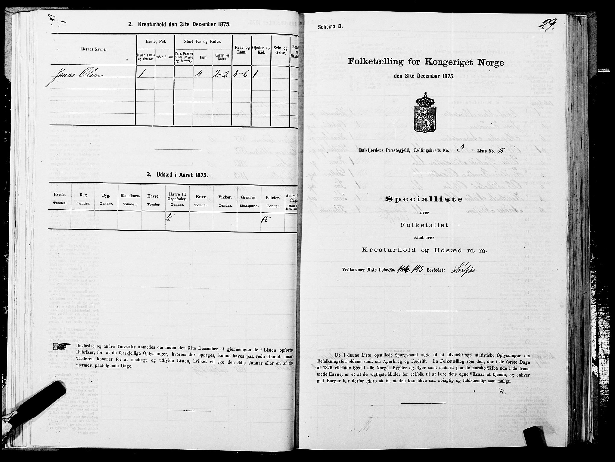 SATØ, 1875 census for 1933P Balsfjord, 1875, p. 1629