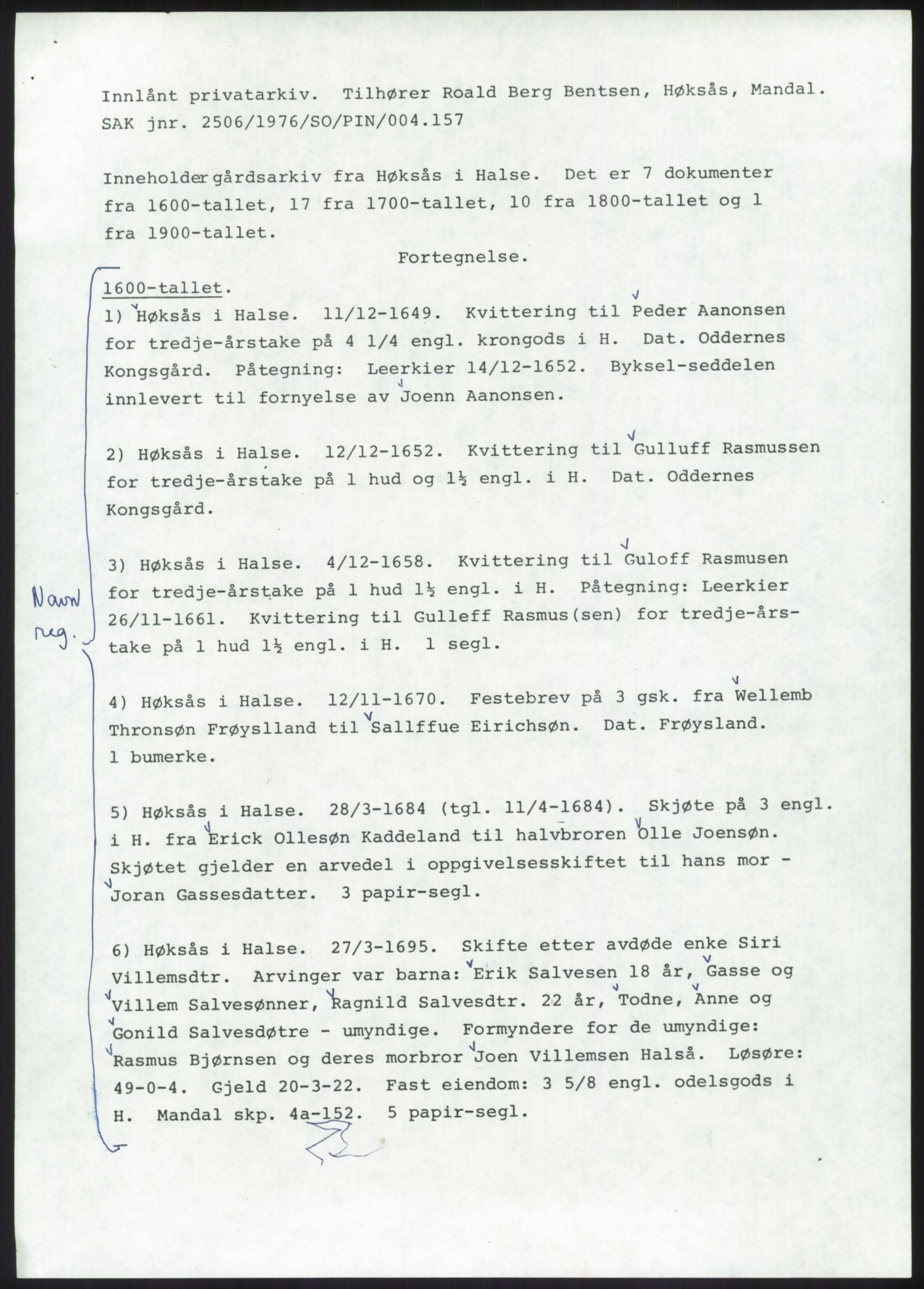 Samlinger til kildeutgivelse, Diplomavskriftsamlingen, AV/RA-EA-4053/H/Ha, p. 1714