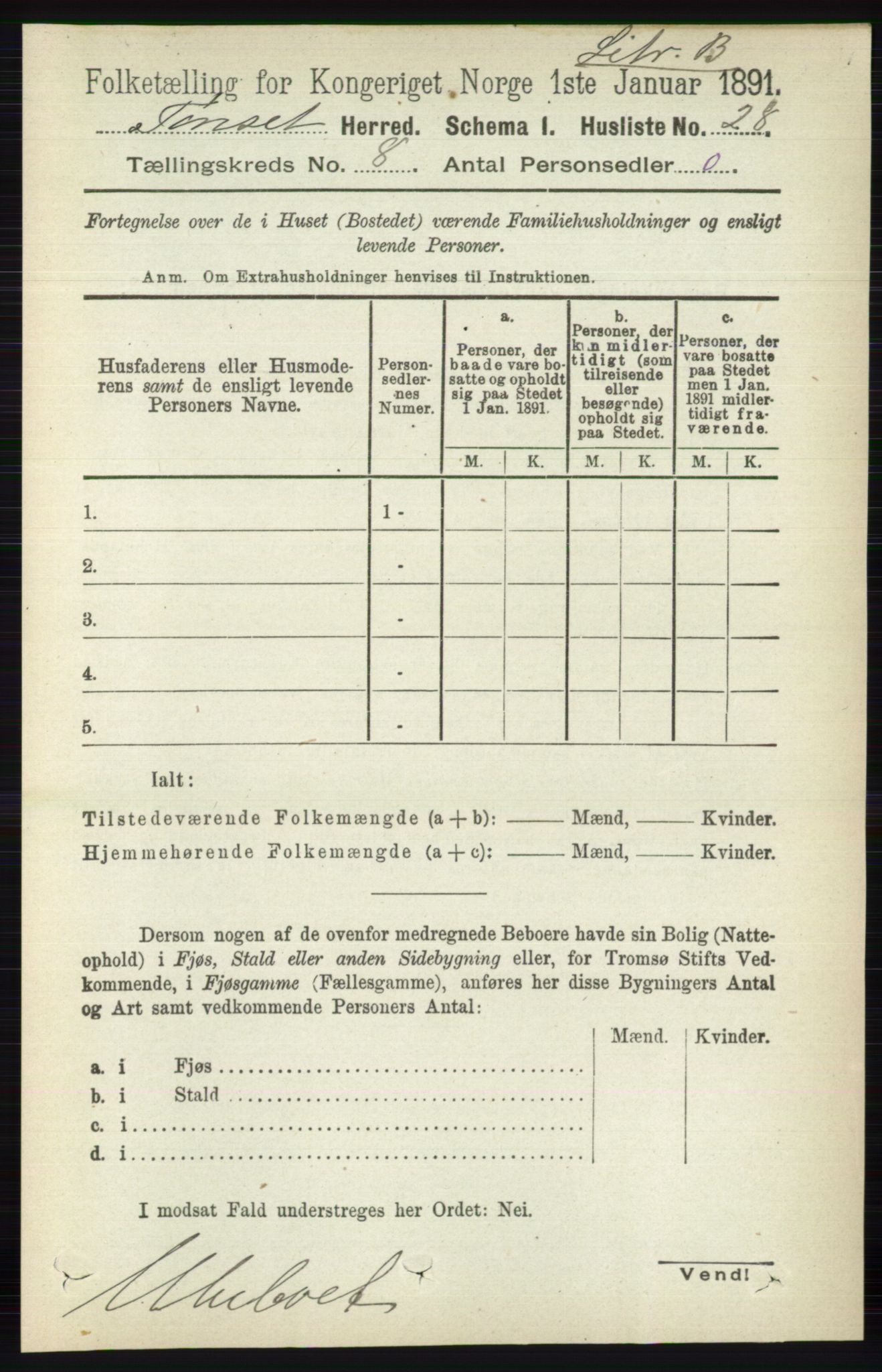 RA, 1891 census for 0437 Tynset, 1891, p. 2064