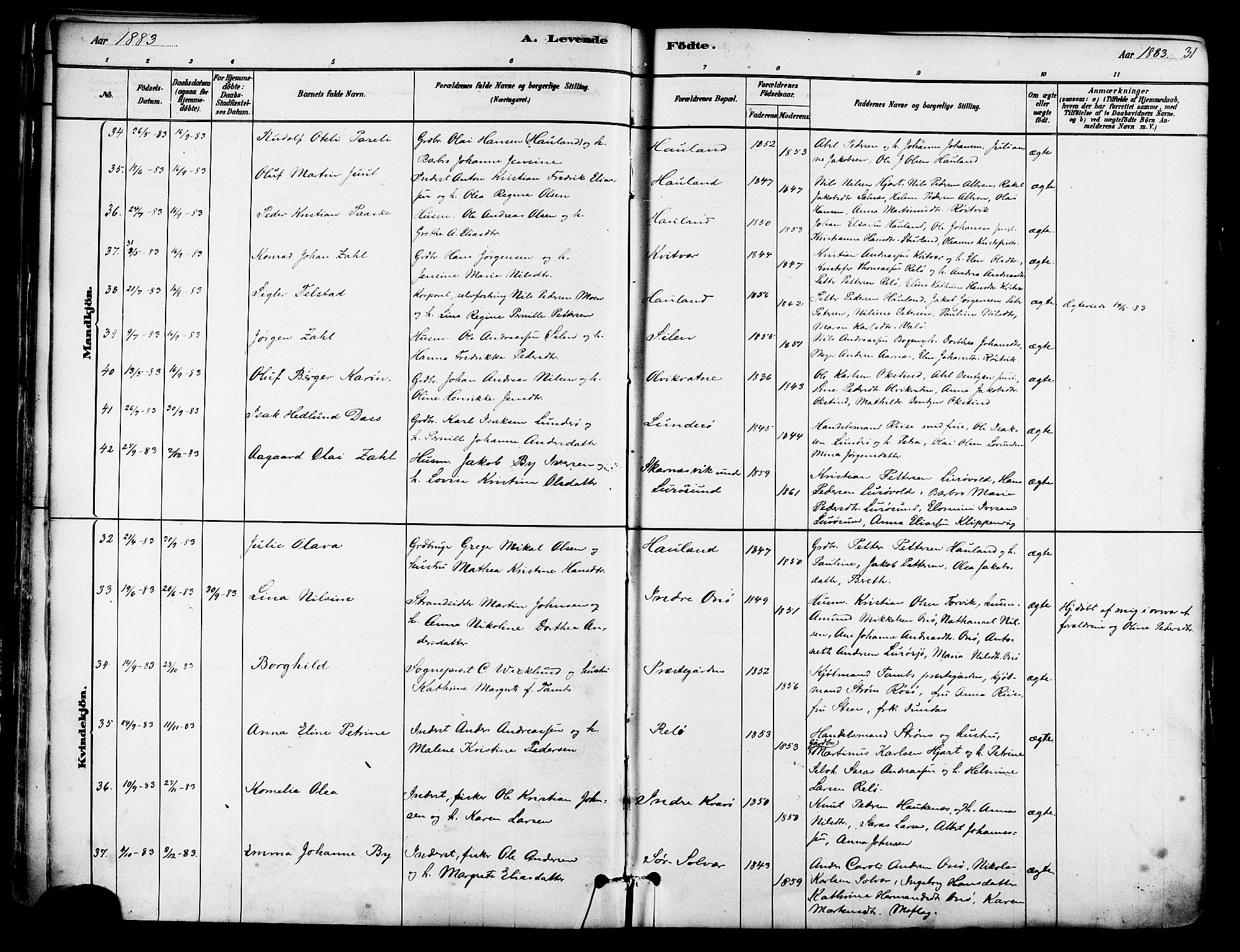 Ministerialprotokoller, klokkerbøker og fødselsregistre - Nordland, SAT/A-1459/839/L0568: Parish register (official) no. 839A05, 1880-1902, p. 31