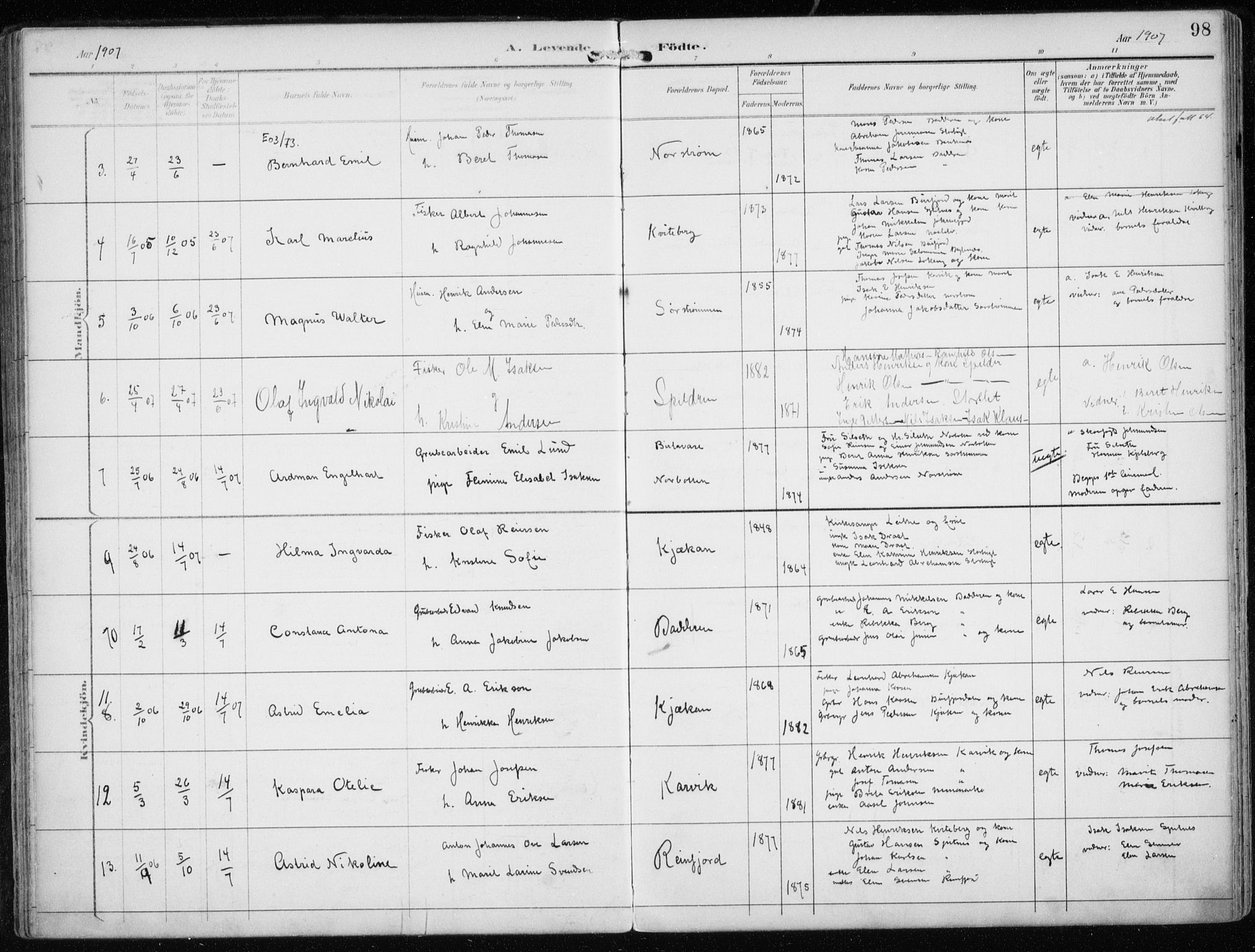 Skjervøy sokneprestkontor, AV/SATØ-S-1300/H/Ha/Haa/L0016kirke: Parish register (official) no. 16, 1892-1908, p. 98