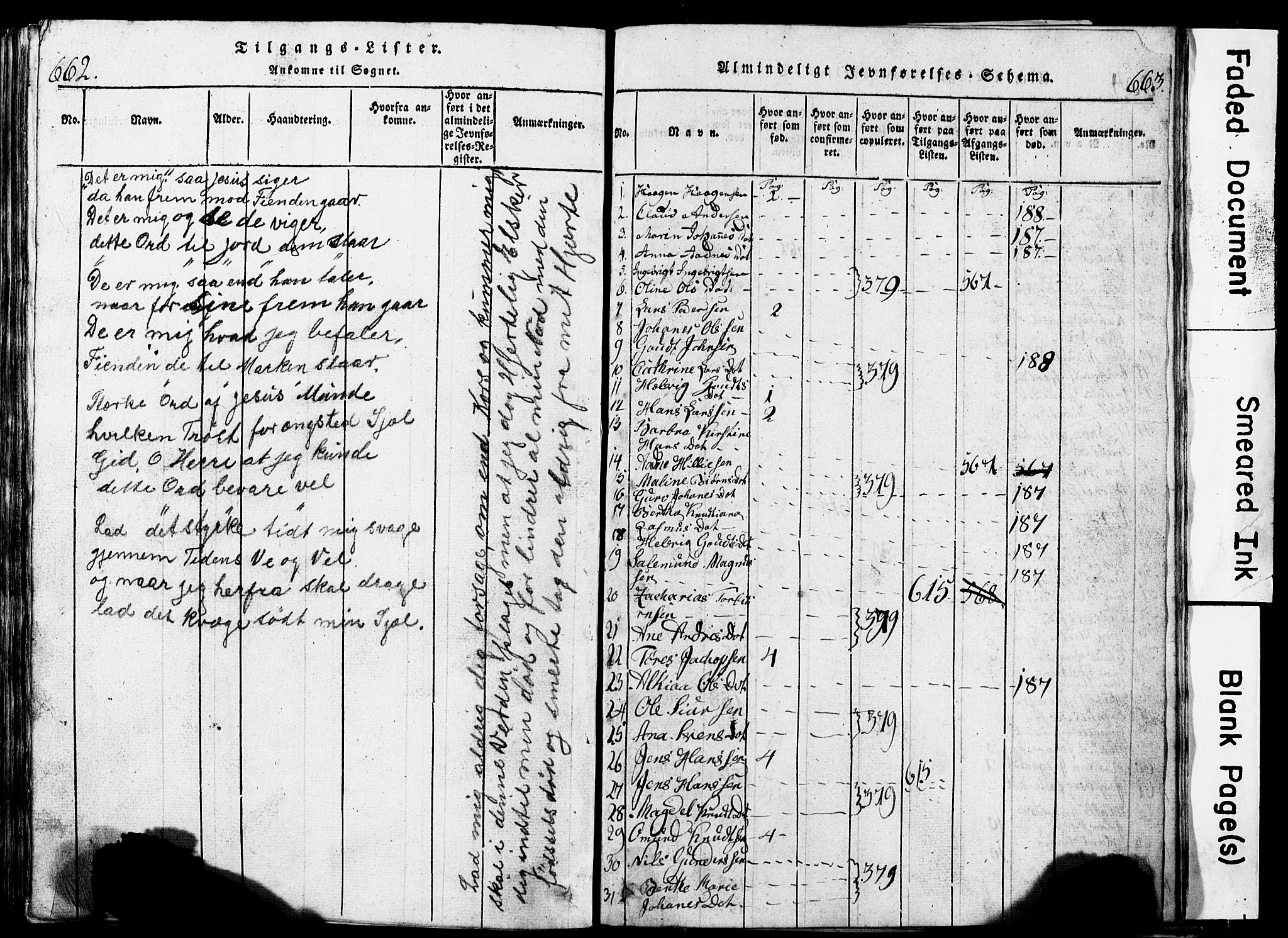 Torvastad sokneprestkontor, SAST/A -101857/H/Ha/Hab/L0002: Parish register (copy) no. B 2, 1817-1834, p. 662-663
