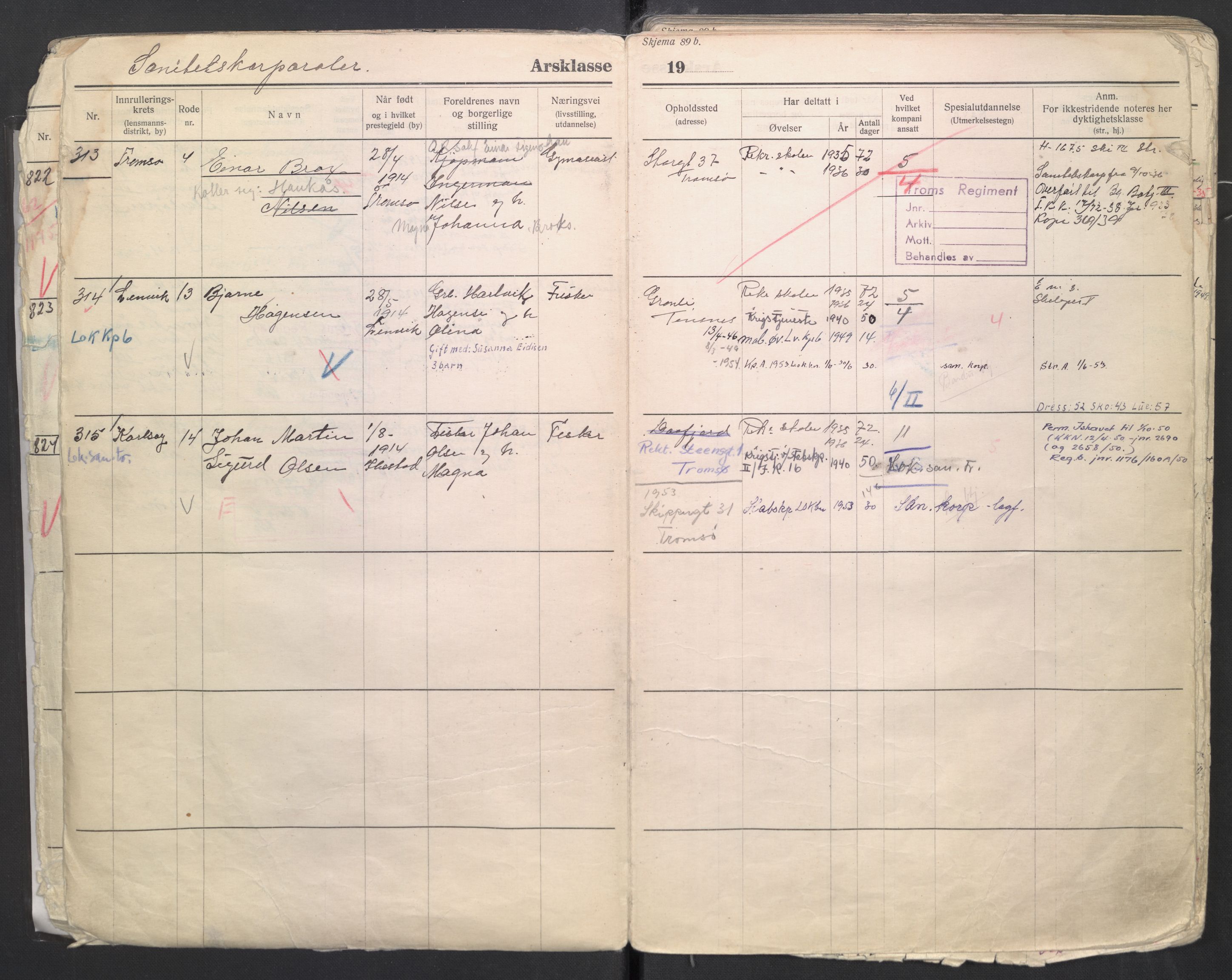 Forsvaret, Troms infanteriregiment nr. 16, AV/RA-RAFA-3146/P/Pa/L0006/0008: Ruller / Rulle for regimentets menige mannskaper, årsklasse 1935, 1935, p. 5