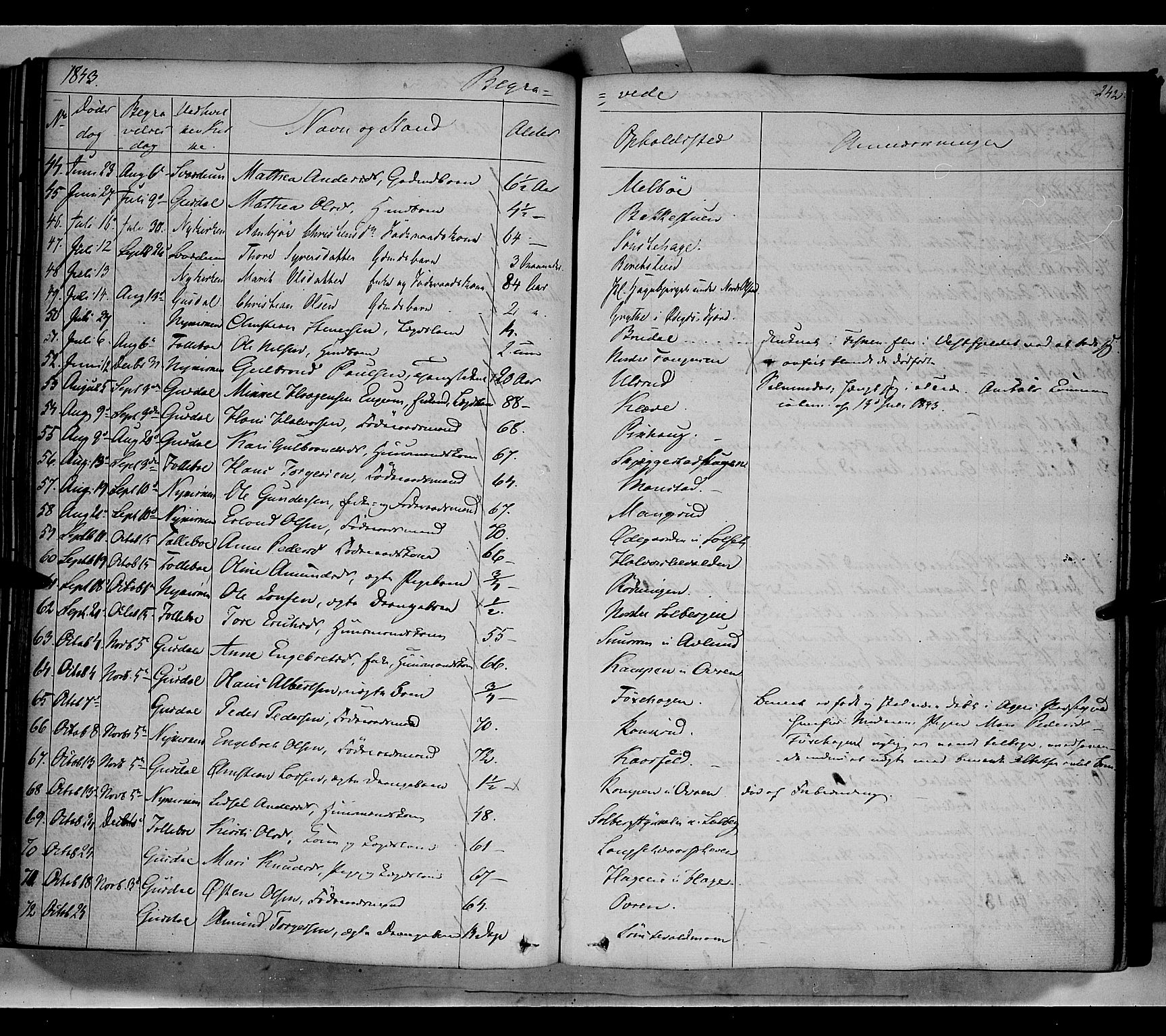 Gausdal prestekontor, SAH/PREST-090/H/Ha/Haa/L0007: Parish register (official) no. 7, 1840-1850, p. 242