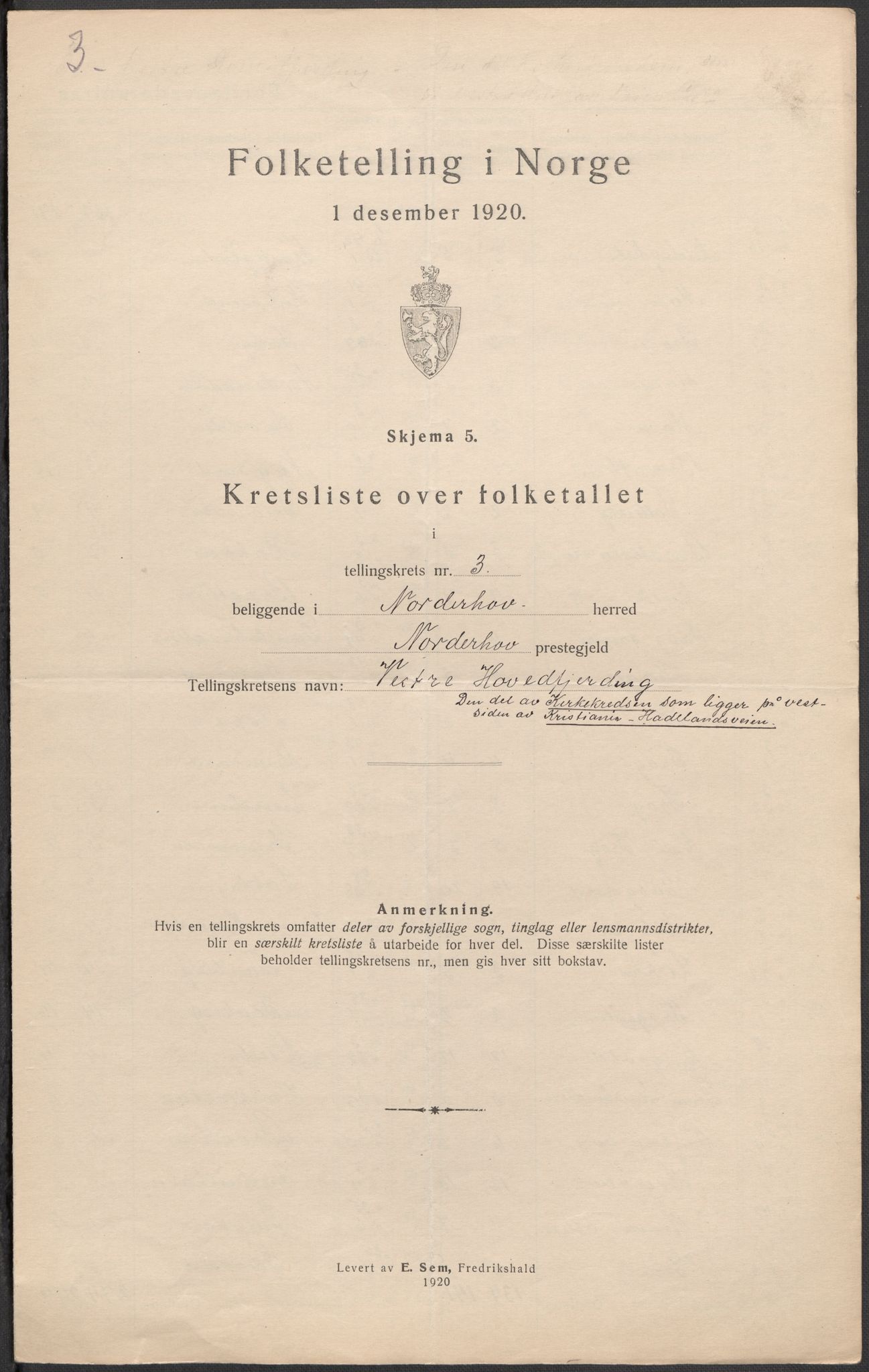 SAKO, 1920 census for Norderhov, 1920, p. 12