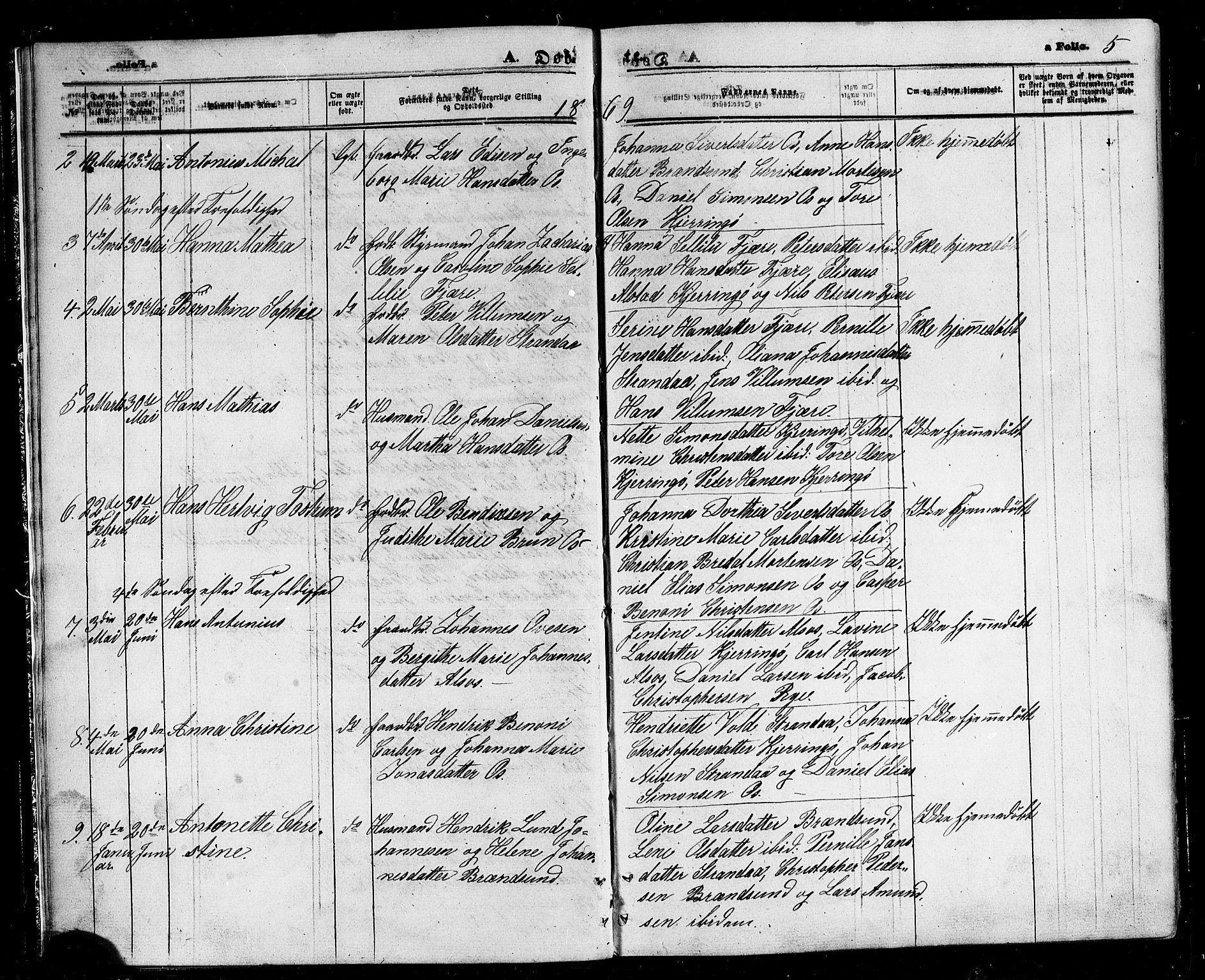 Ministerialprotokoller, klokkerbøker og fødselsregistre - Nordland, SAT/A-1459/803/L0075: Parish register (copy) no. 803C02, 1867-1881, p. 5