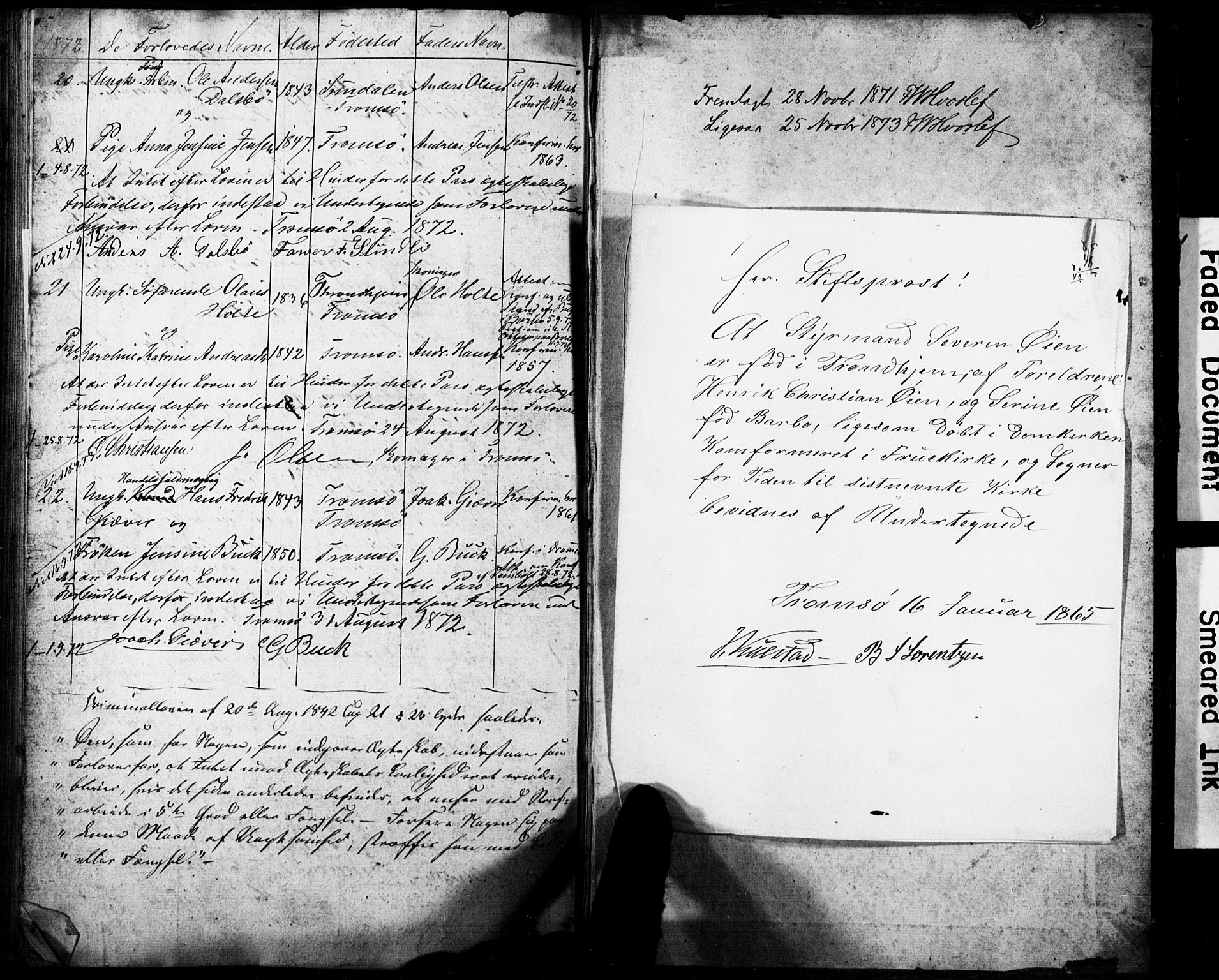 Tromsø sokneprestkontor/stiftsprosti/domprosti, AV/SATØ-S-1343/H/Hc/L0097: Banns register no. 97, 1851-1872