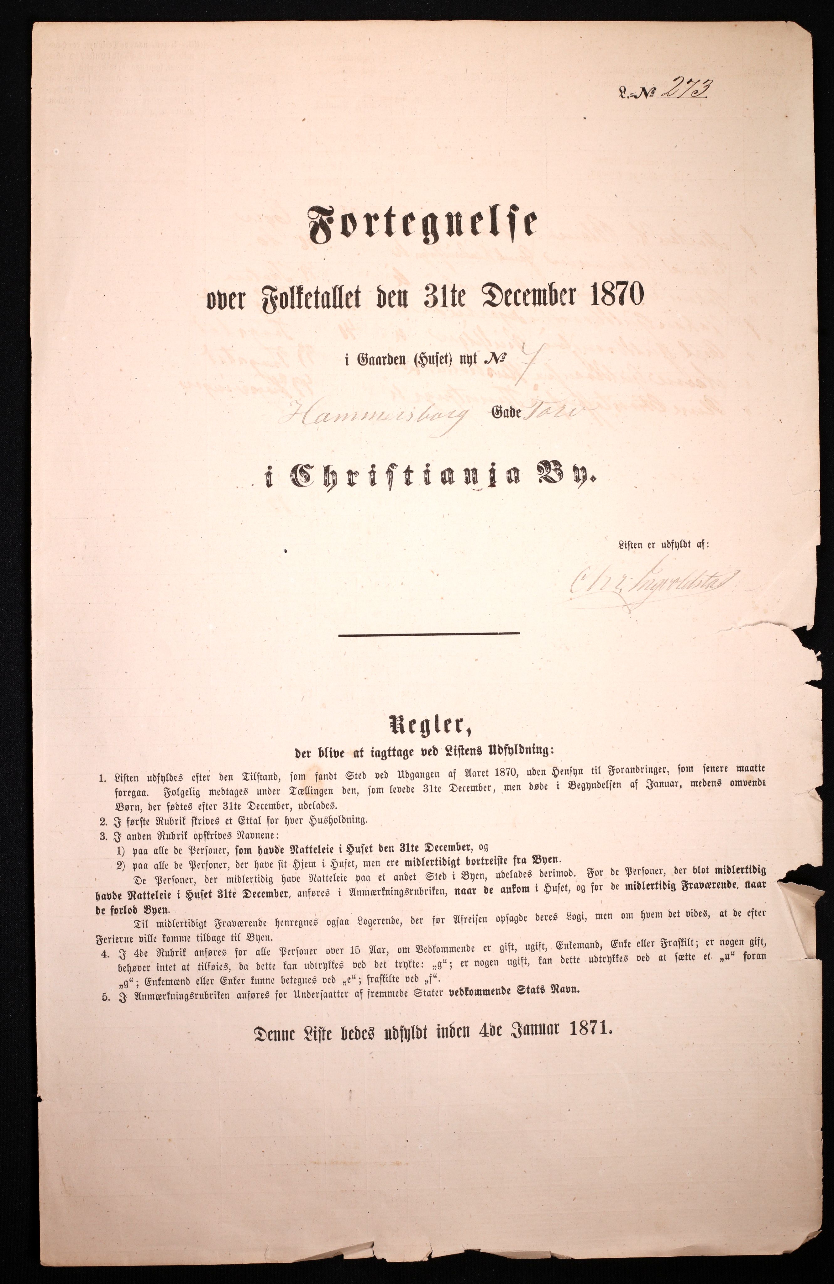 RA, 1870 census for 0301 Kristiania, 1870, p. 1250