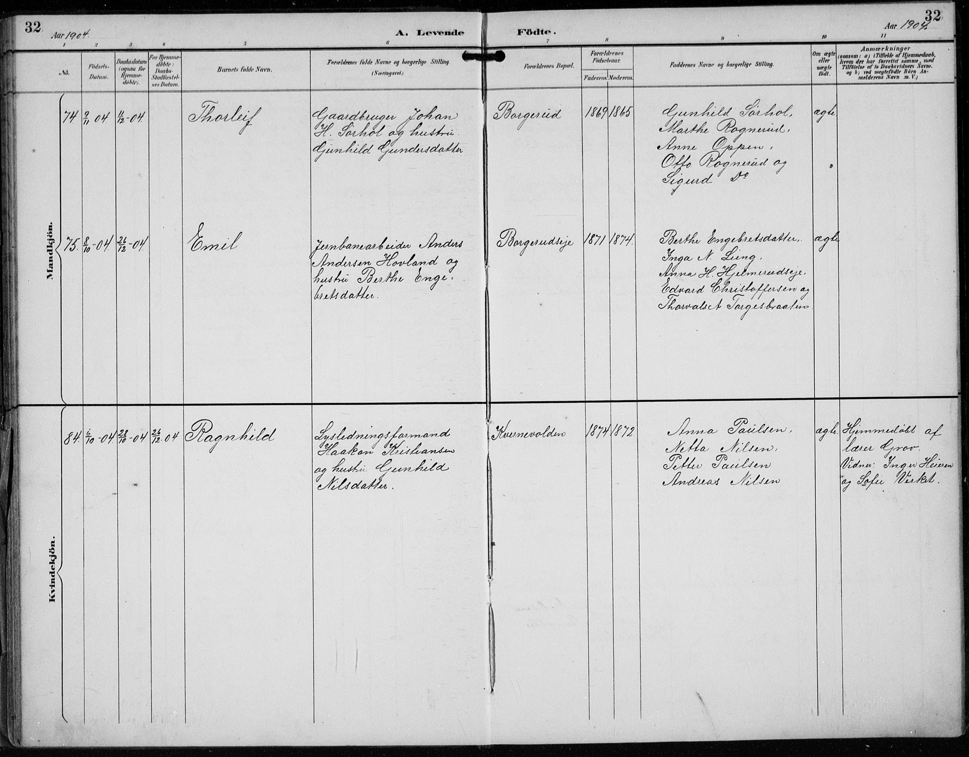 Lunder kirkebøker, AV/SAKO-A-629/F/Fb/L0001: Parish register (official) no. II 1, 1893-1916, p. 32