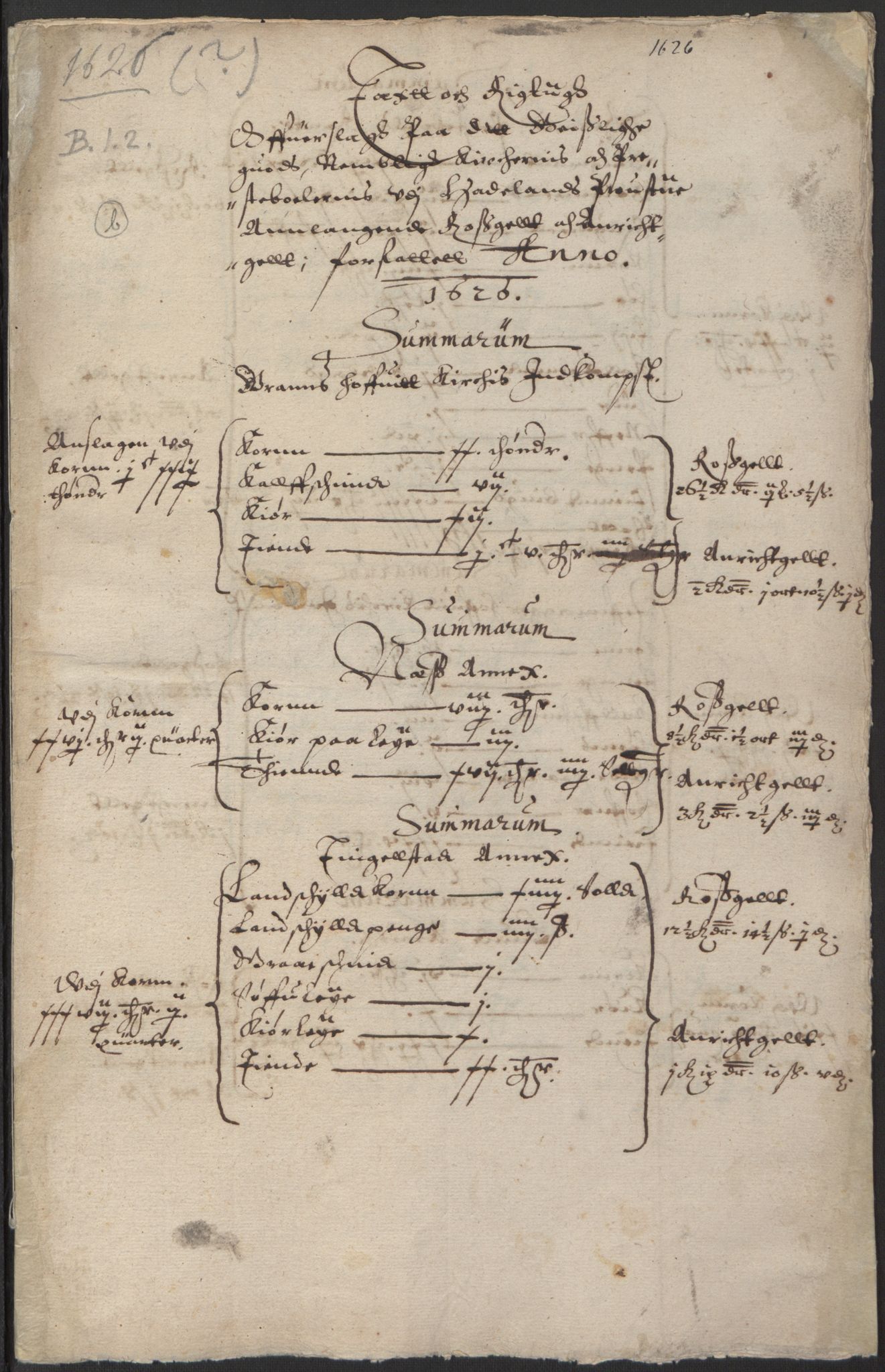 Stattholderembetet 1572-1771, RA/EA-2870/Ek/L0014/0001: Jordebøker til utlikning av rosstjeneste 1624-1626: / Kirke- og prestebolsinntekter i Oslo og Hamar bispedømme, 1625-1626, p. 99