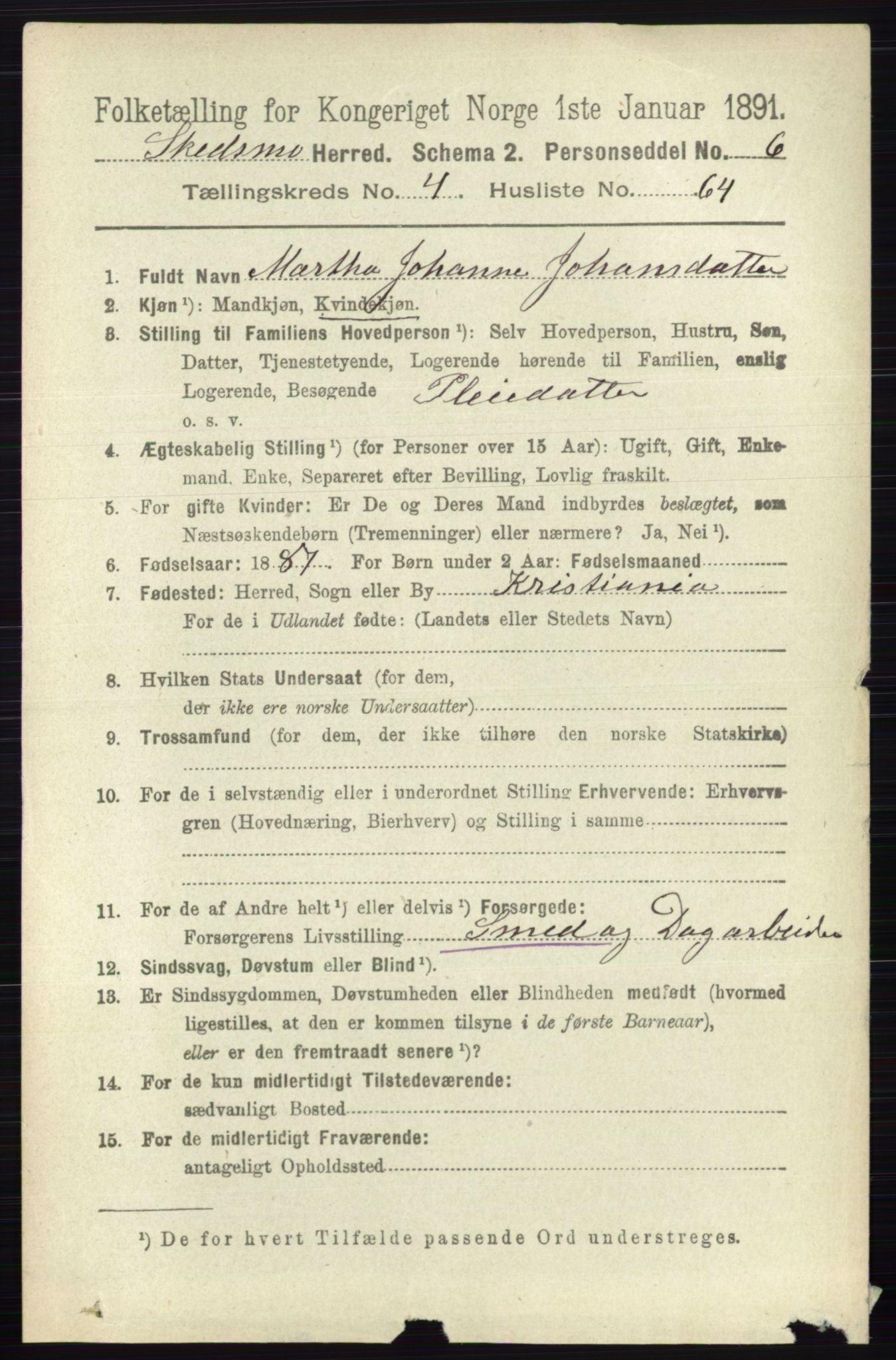 RA, 1891 census for 0231 Skedsmo, 1891, p. 2243