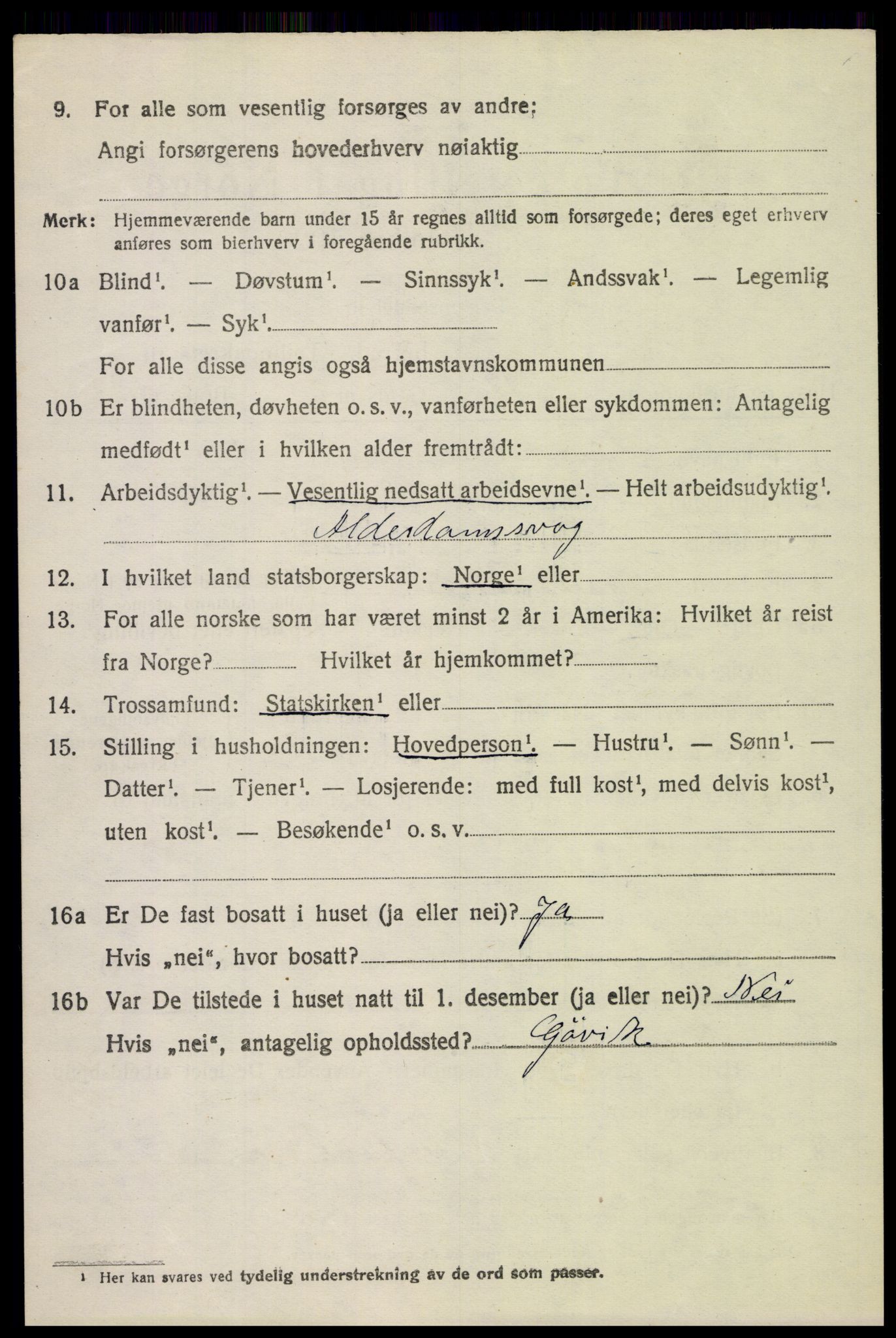 SAH, 1920 census for Vardal, 1920, p. 2112