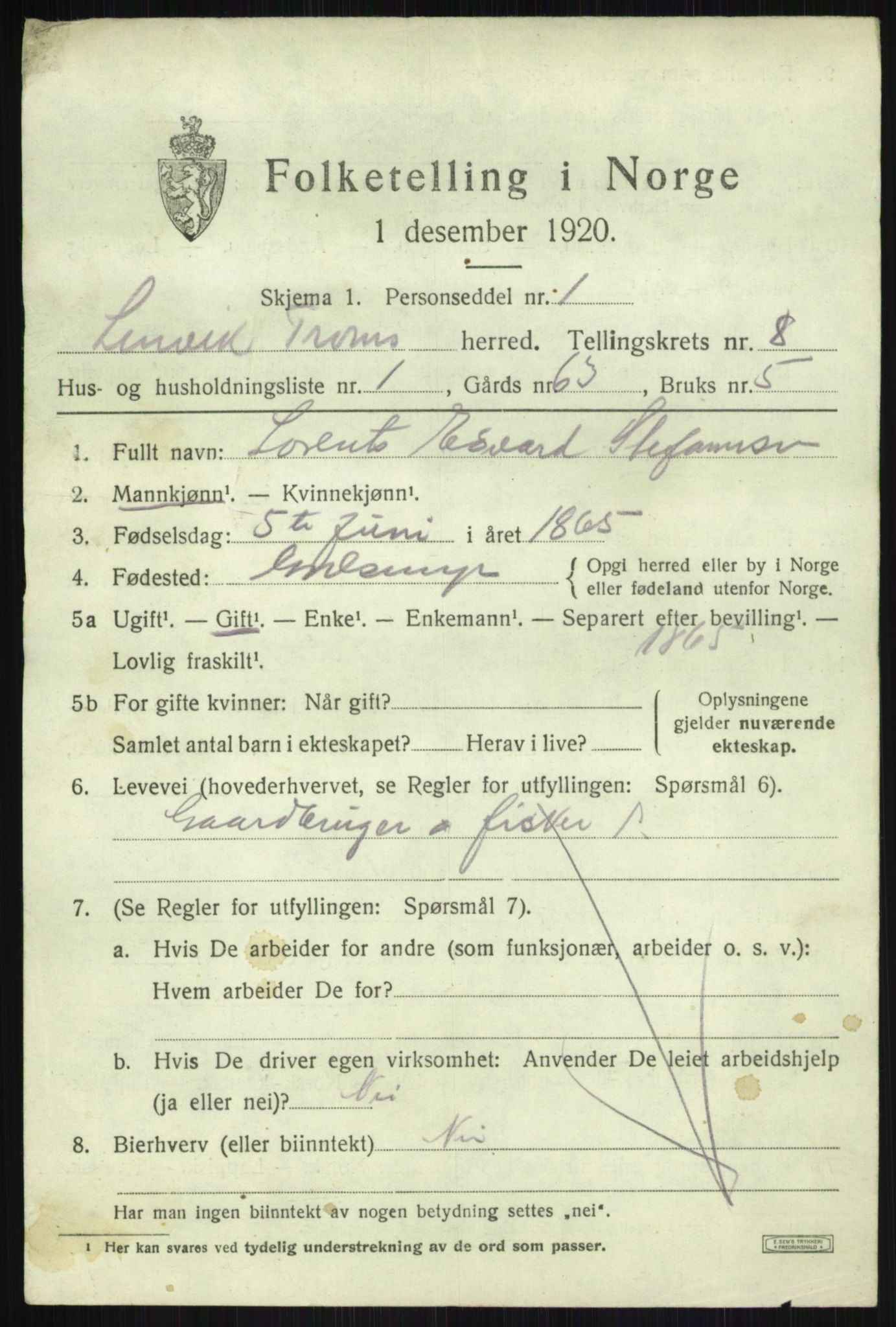 SATØ, 1920 census for Lenvik, 1920, p. 10940