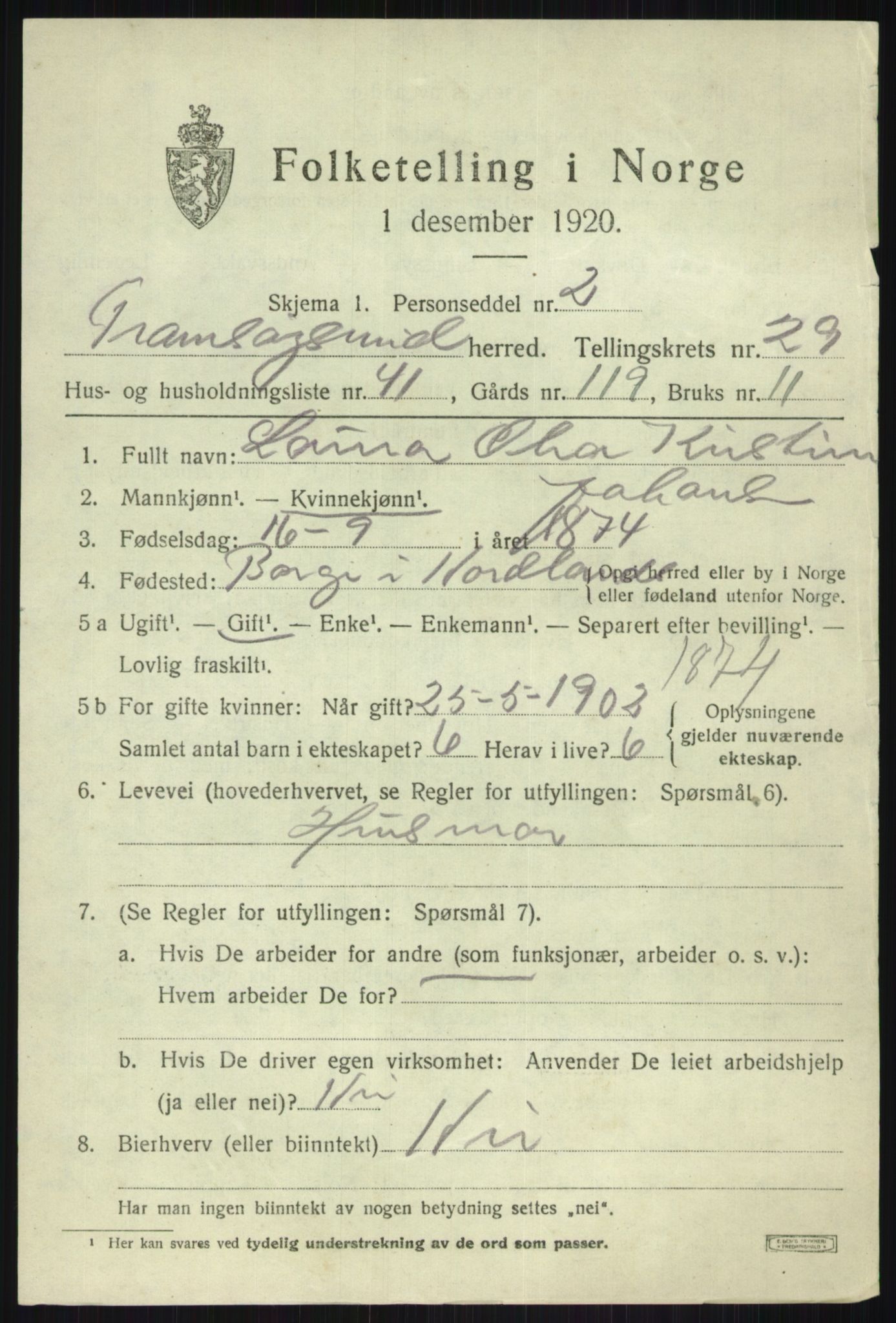 SATØ, 1920 census for Tromsøysund, 1920, p. 13844