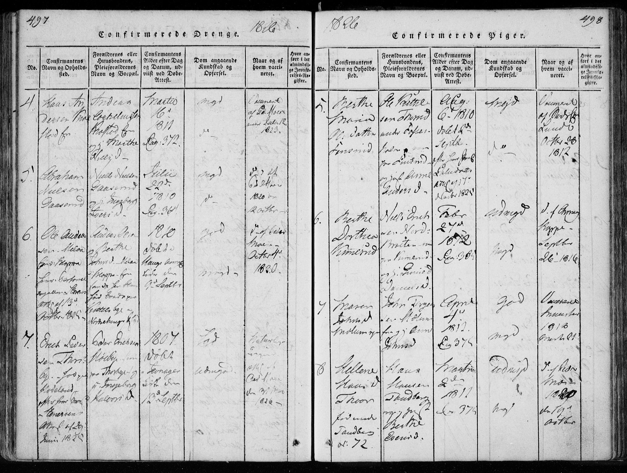 Modum kirkebøker, AV/SAKO-A-234/F/Fa/L0005: Parish register (official) no. 5, 1824-1841, p. 497-498