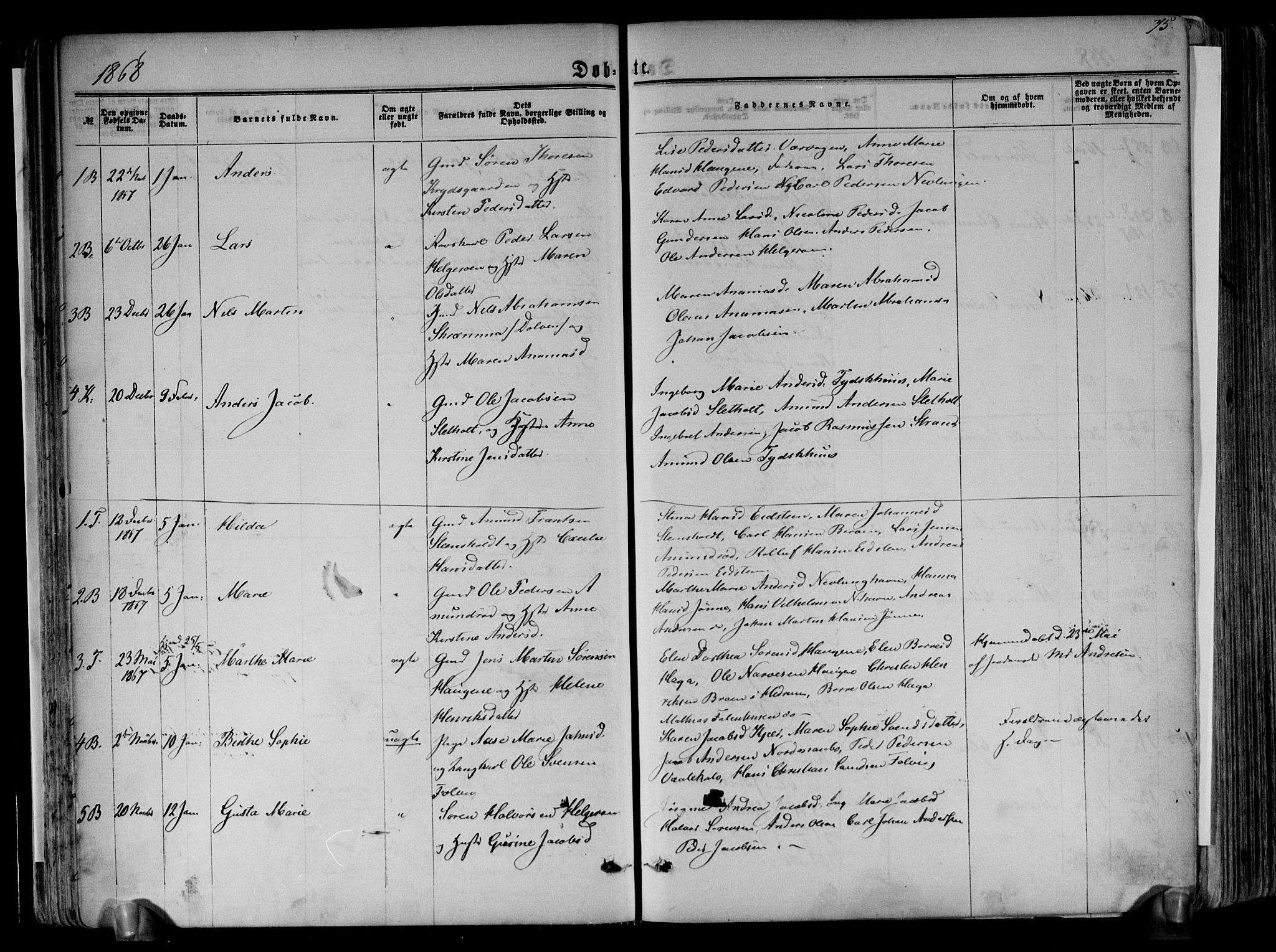 Brunlanes kirkebøker, AV/SAKO-A-342/F/Fa/L0005: Parish register (official) no. I 5, 1862-1877, p. 75