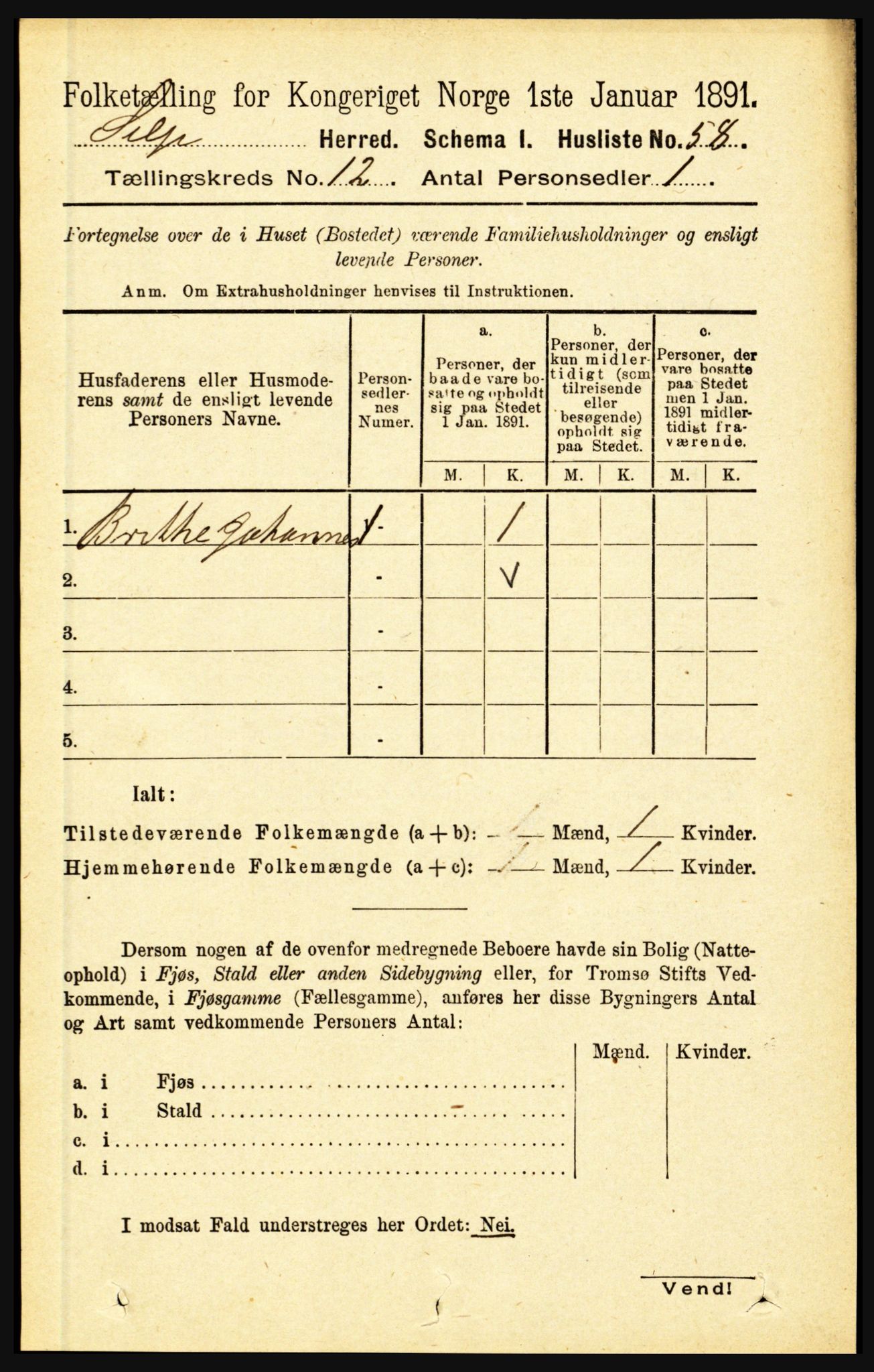 RA, 1891 census for 1441 Selje, 1891, p. 3681