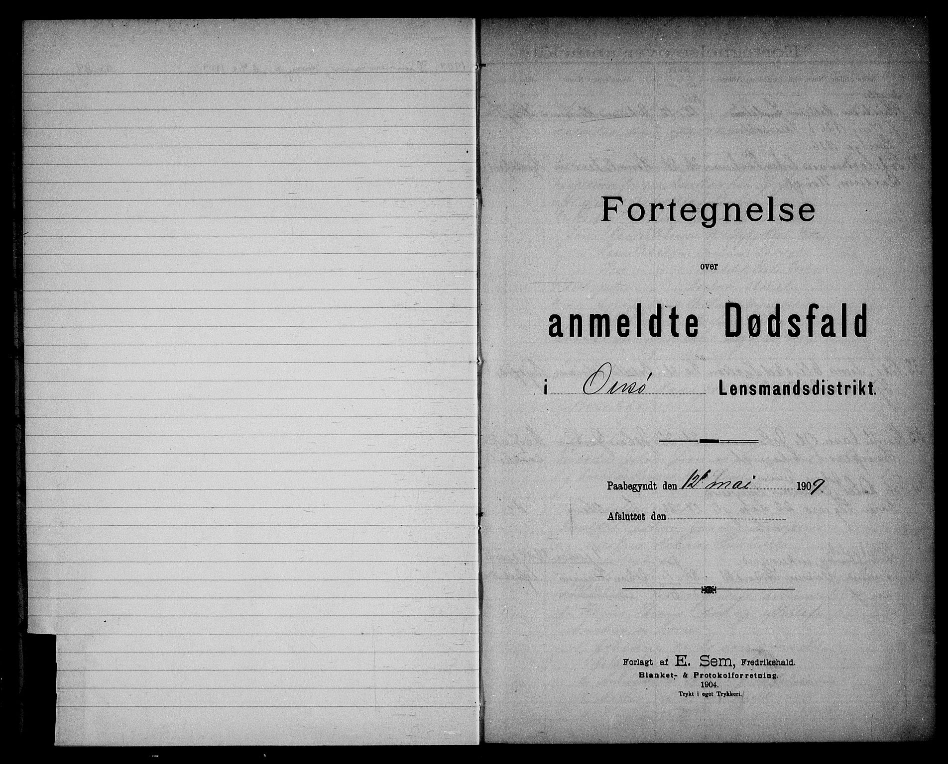 Onsøy lensmannskontor, SAO/A-10007/H/Ha/L0002: Dødsfallsprotokoll, 1909-1911