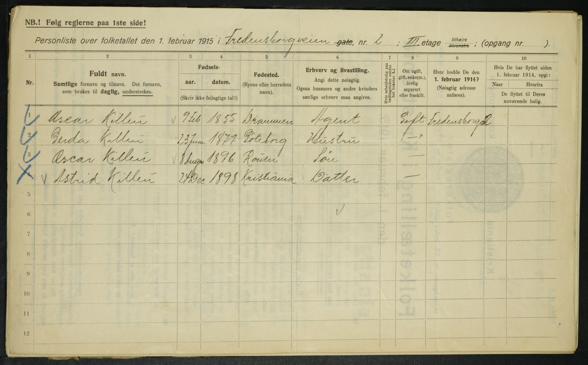 OBA, Municipal Census 1915 for Kristiania, 1915, p. 25044