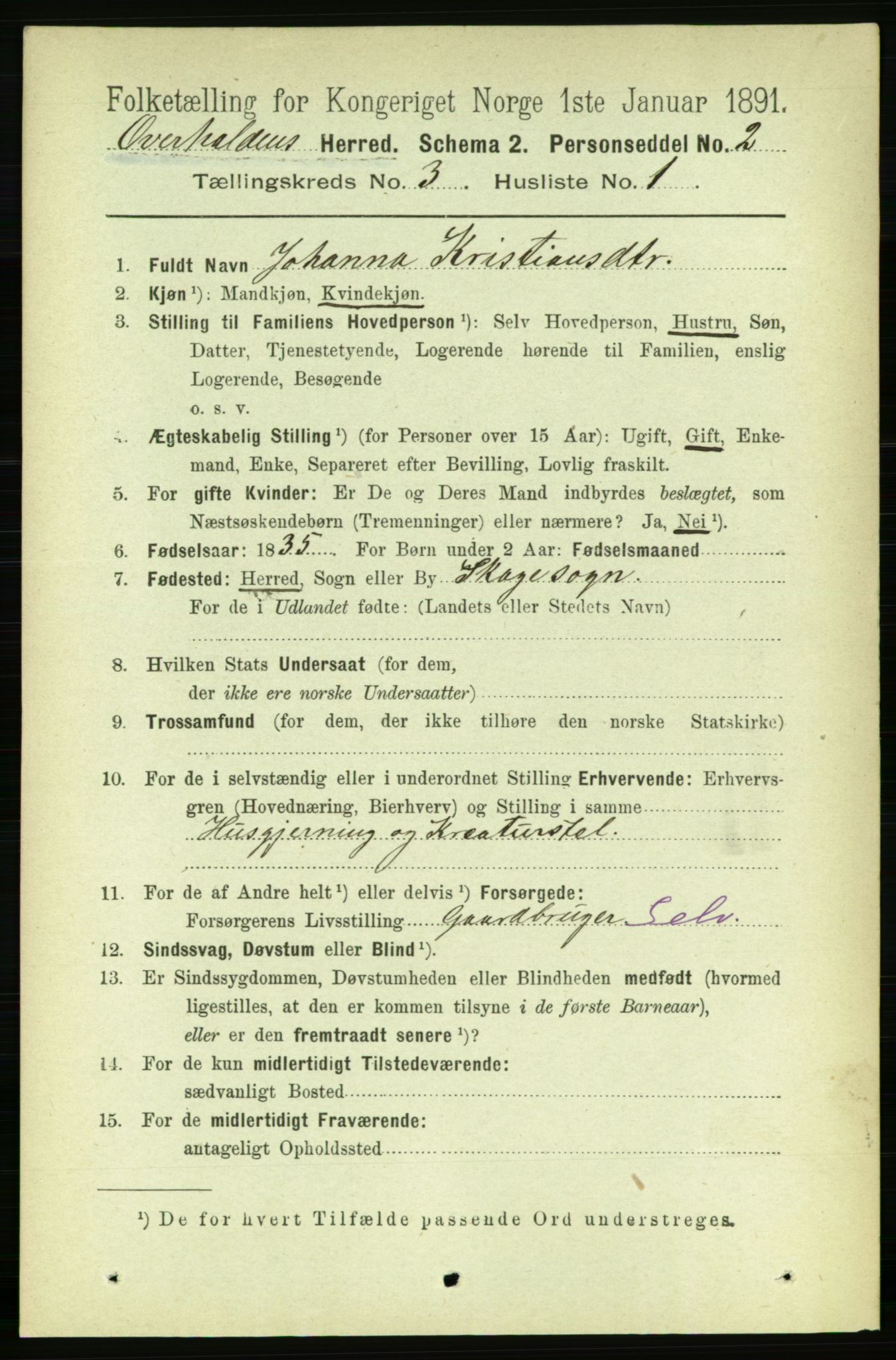 RA, 1891 census for 1744 Overhalla, 1891, p. 750