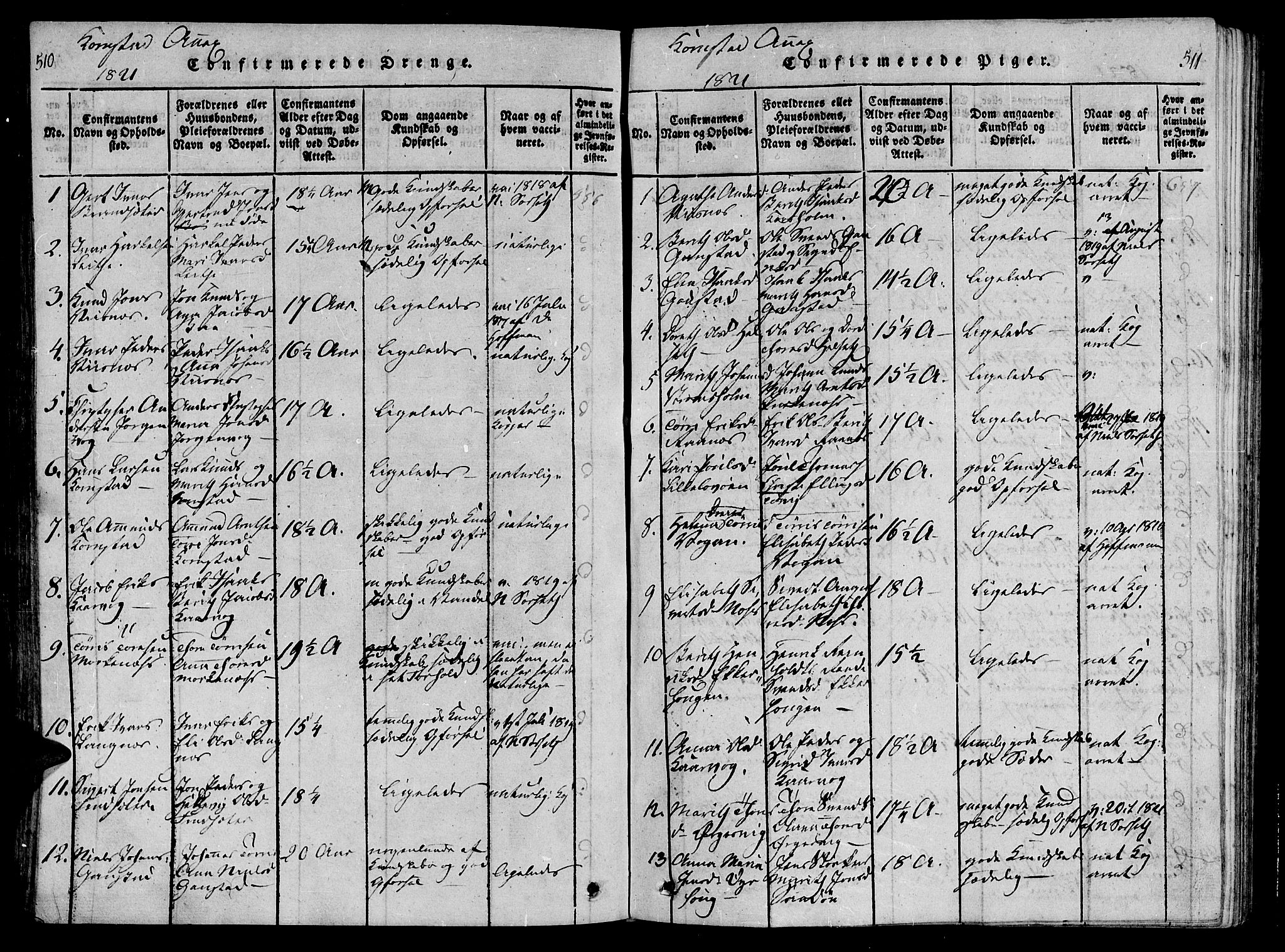 Ministerialprotokoller, klokkerbøker og fødselsregistre - Møre og Romsdal, SAT/A-1454/568/L0800: Parish register (official) no. 568A09 /3, 1820-1830, p. 510-511
