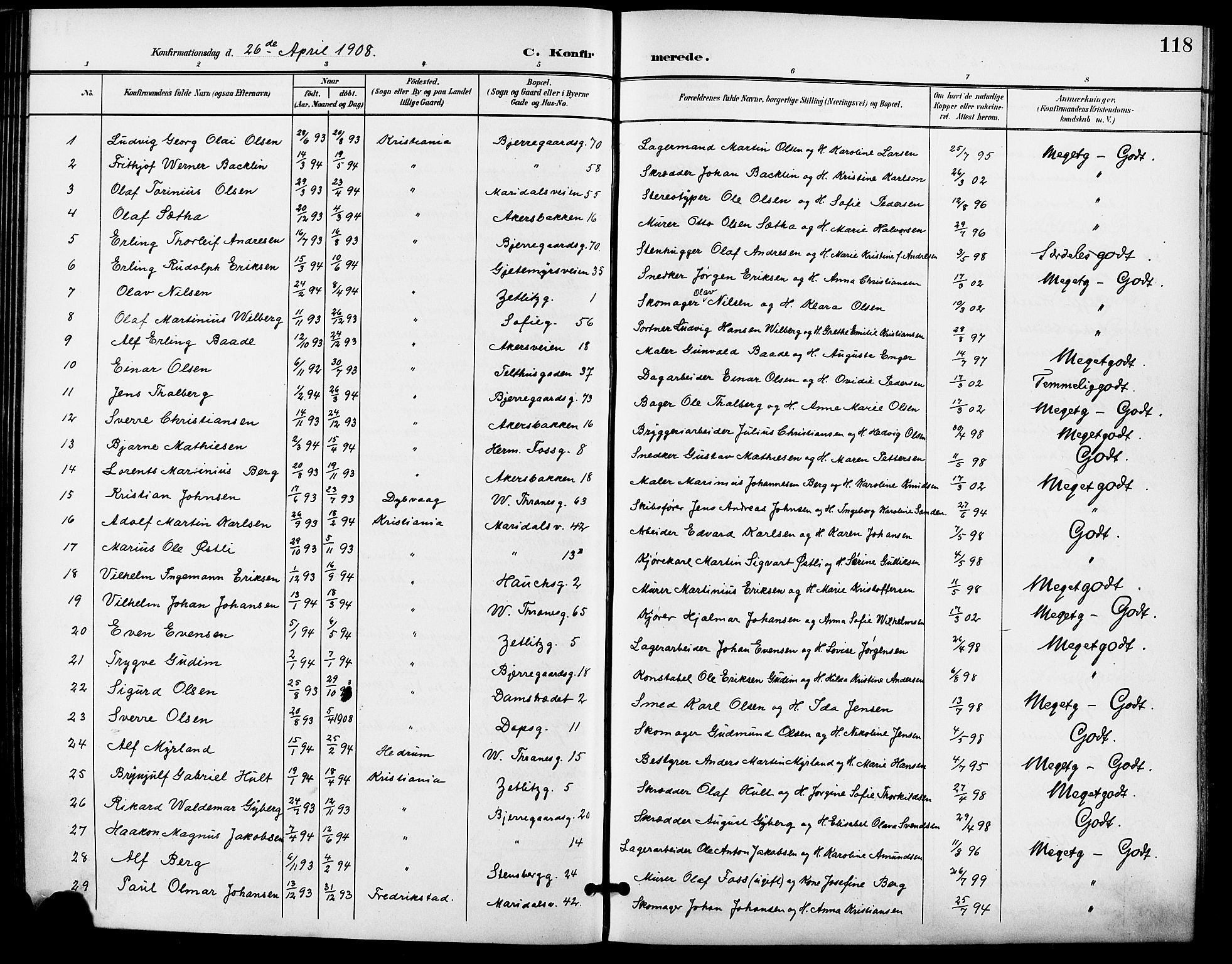 Gamle Aker prestekontor Kirkebøker, SAO/A-10617a/F/L0012: Parish register (official) no. 12, 1898-1910, p. 118