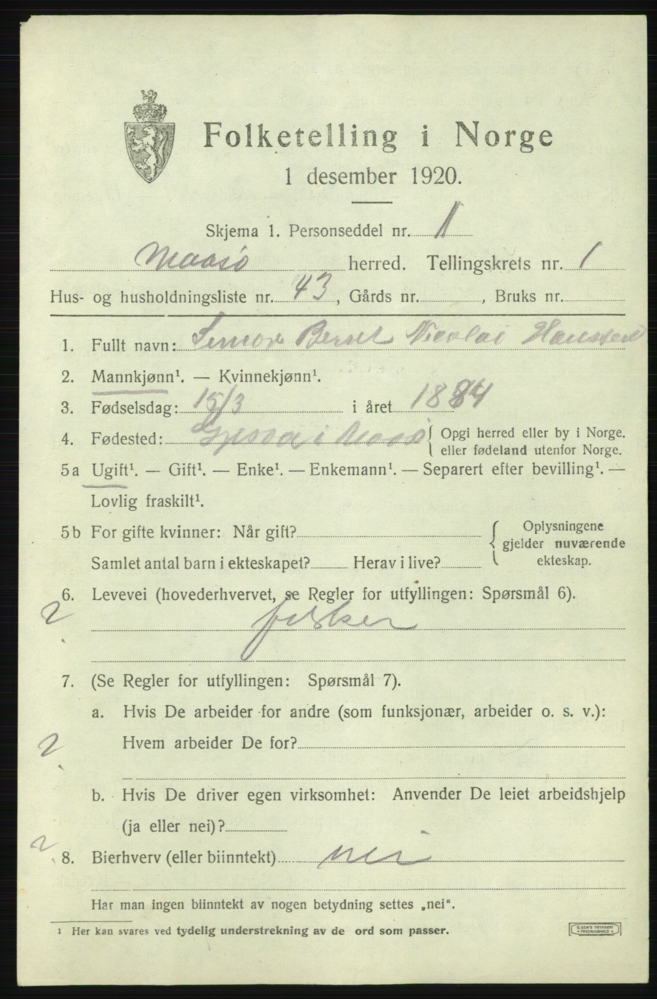 SATØ, 1920 census for Måsøy, 1920, p. 1288