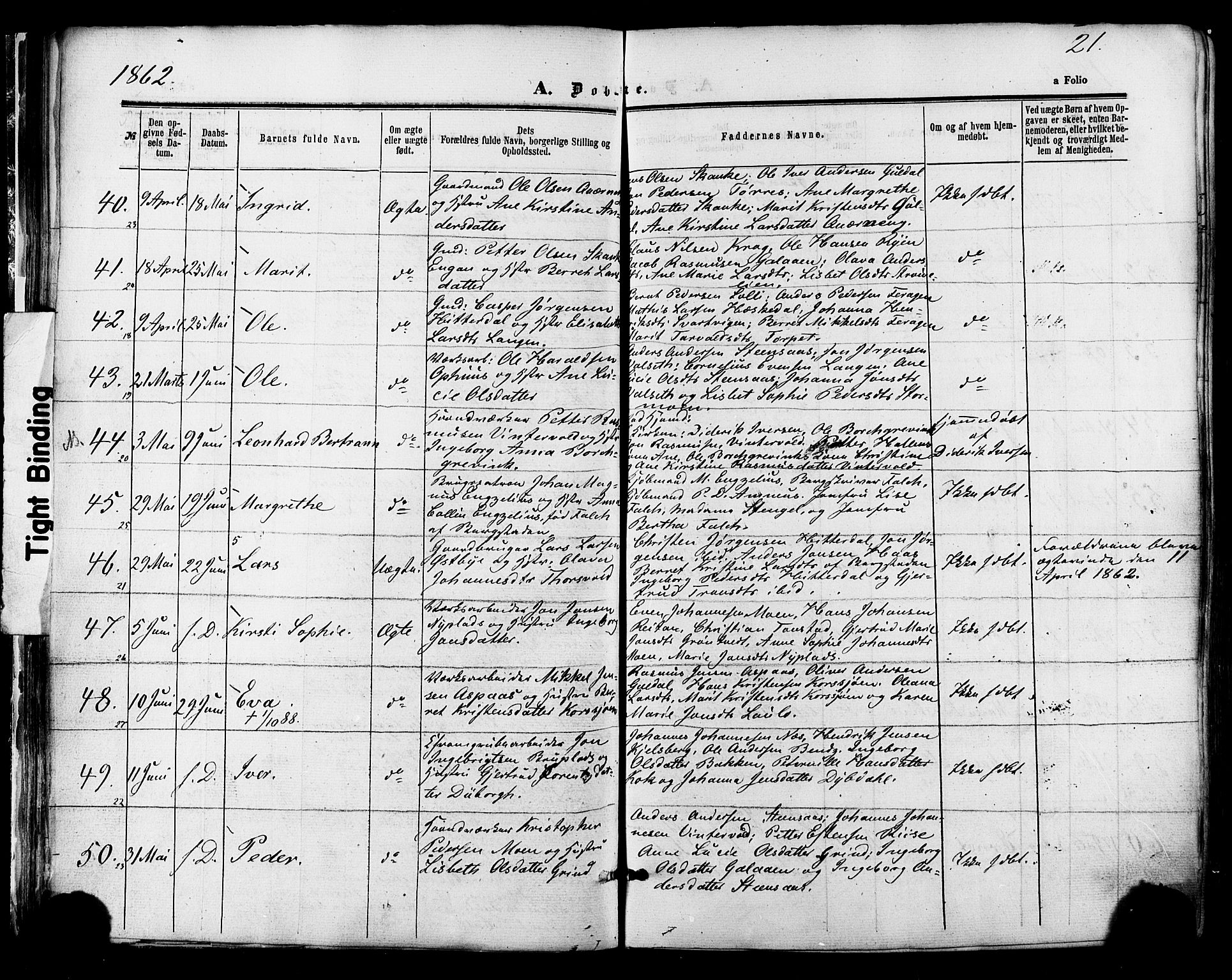 Ministerialprotokoller, klokkerbøker og fødselsregistre - Sør-Trøndelag, AV/SAT-A-1456/681/L0932: Parish register (official) no. 681A10, 1860-1878, p. 21