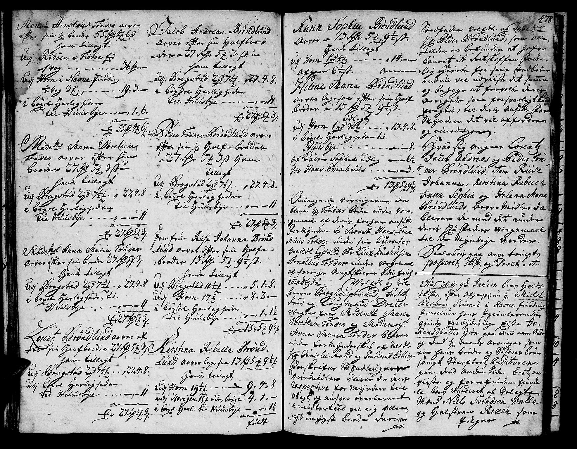 Helgeland sorenskriveri, AV/SAT-A-0004/3/3A/L0008: Skifteprotokoll 6B, 1728-1731, p. 477b-478a