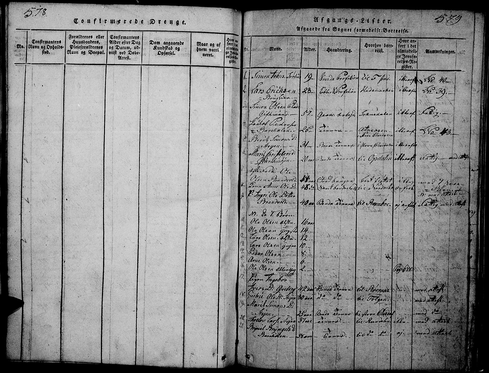 Tynset prestekontor, SAH/PREST-058/H/Ha/Hab/L0002: Parish register (copy) no. 2, 1814-1862, p. 578-579